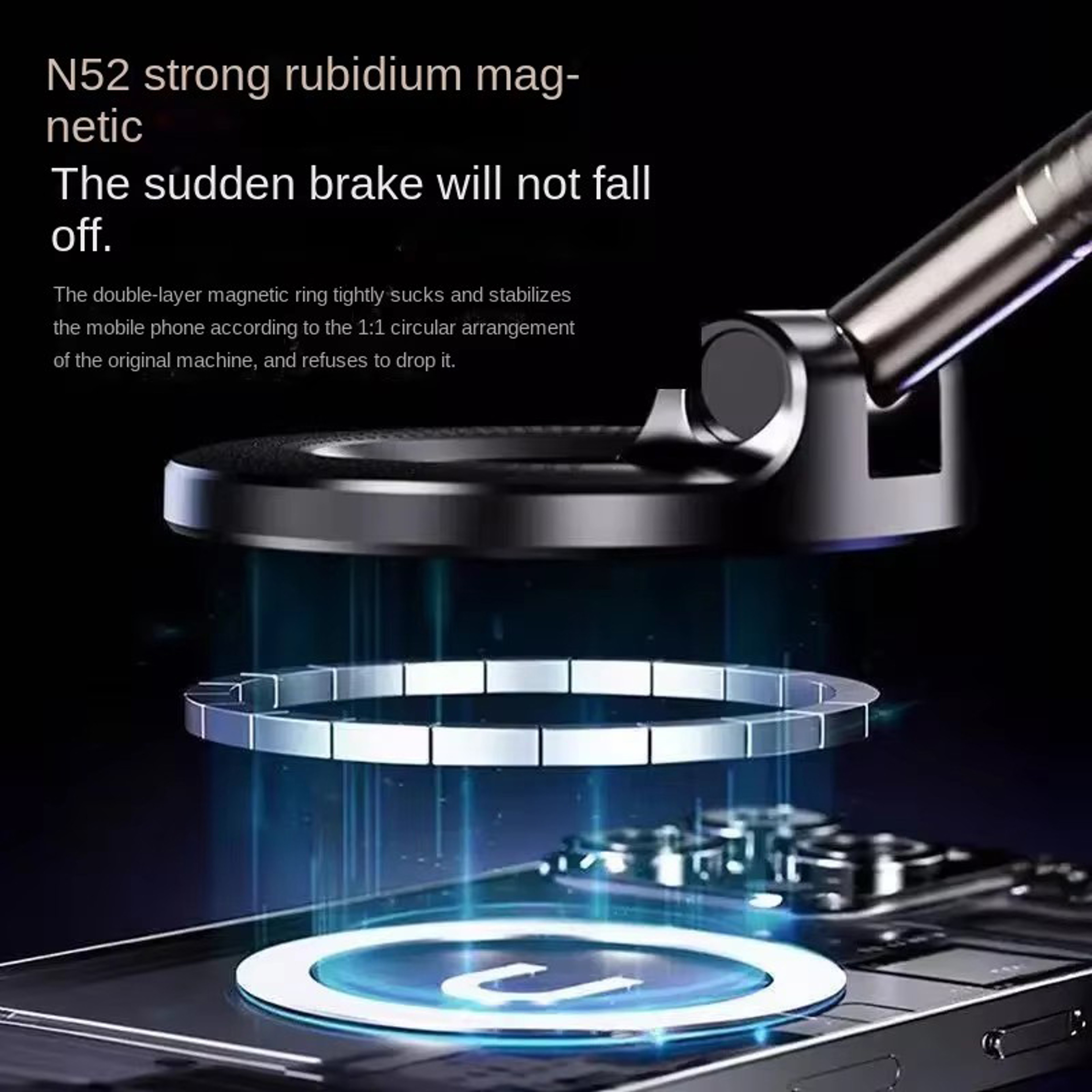 Magnetic Car Phone Holder with Vacuum Suction Adjustable Foldable Car Phone Mount – view 3