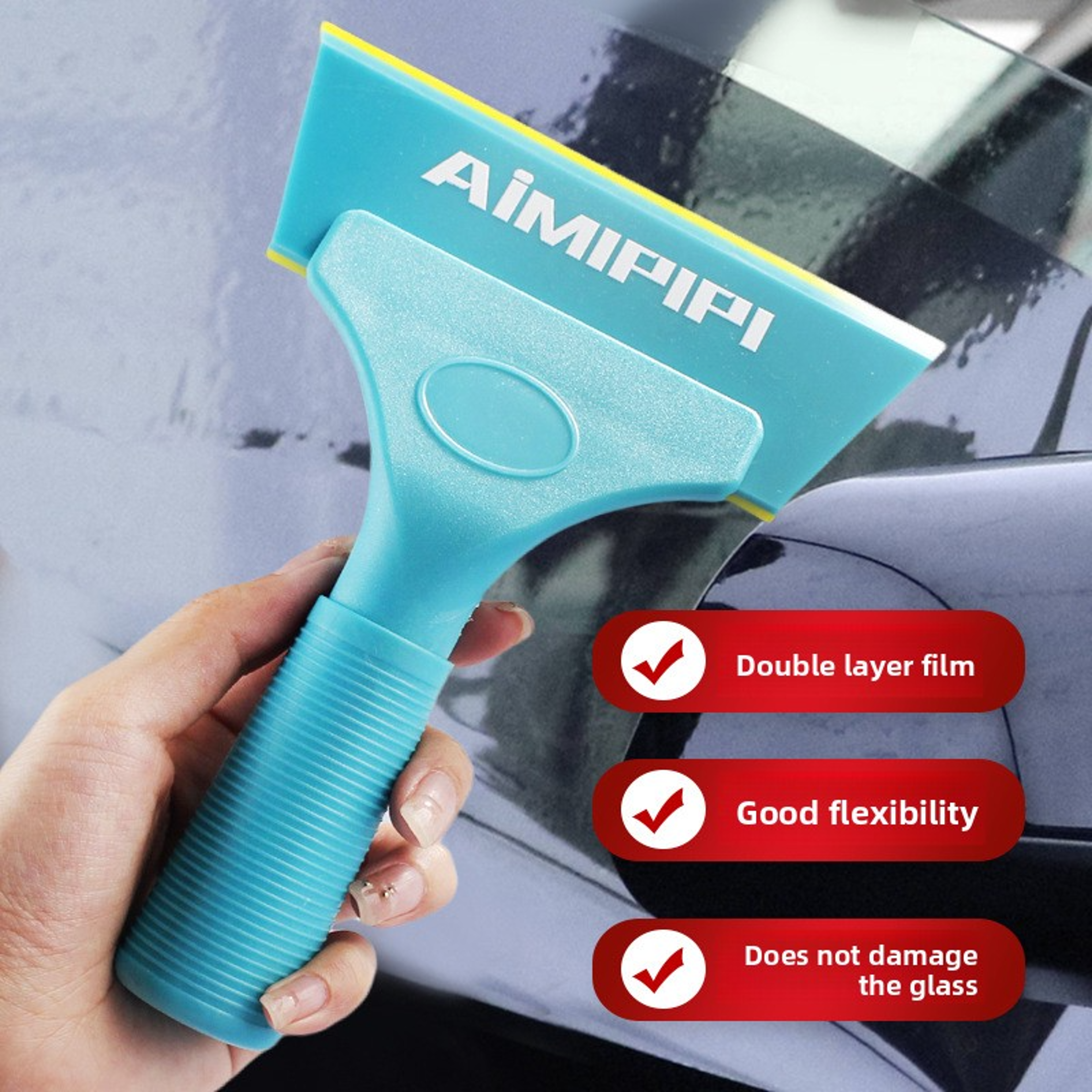 Car Window Squeegee PPF Scraper Double Rubber Ice Scraper and Window Tint Tool – view 2