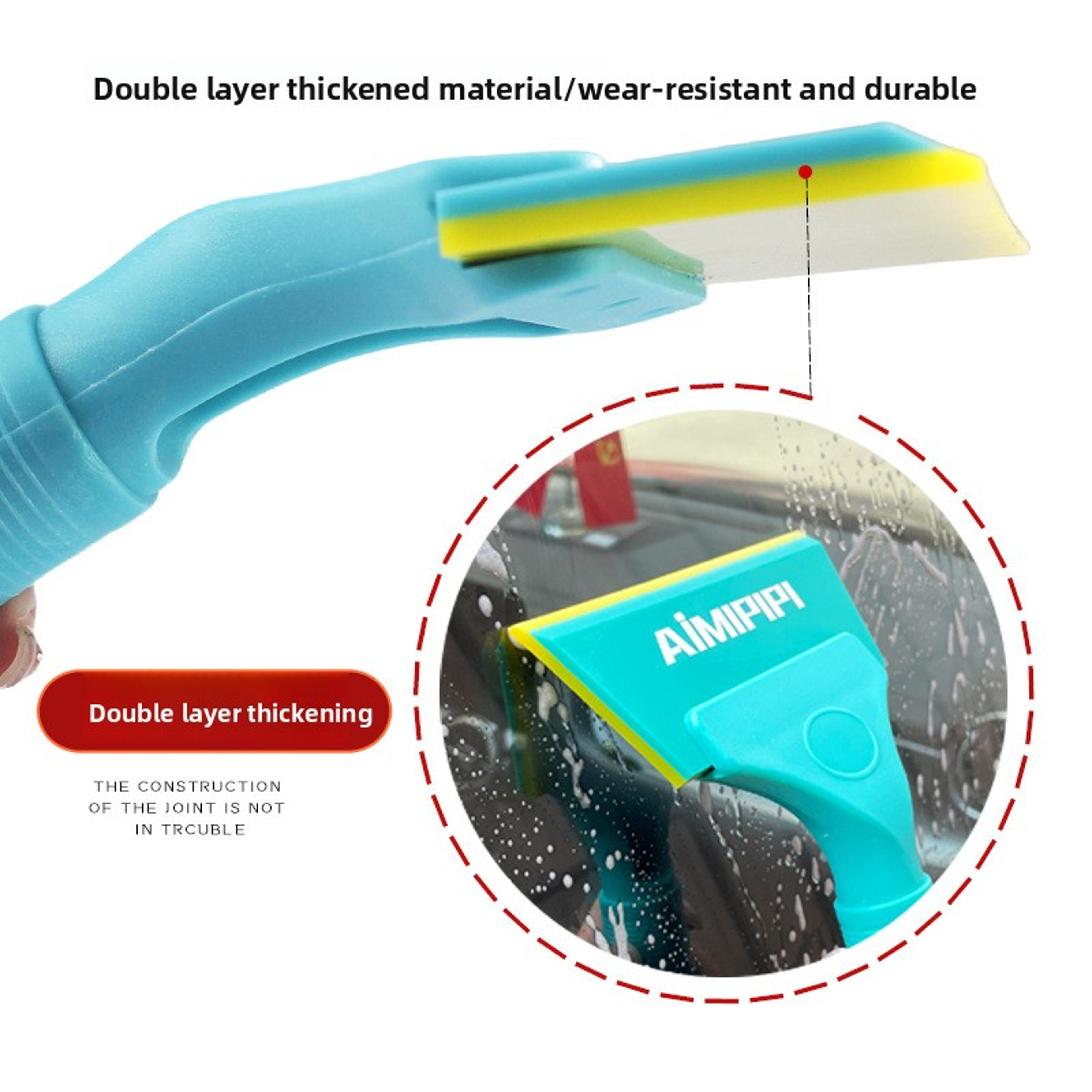 Car Window Squeegee PPF Scraper Double Rubber Ice Scraper and Window Tint Tool – view 4