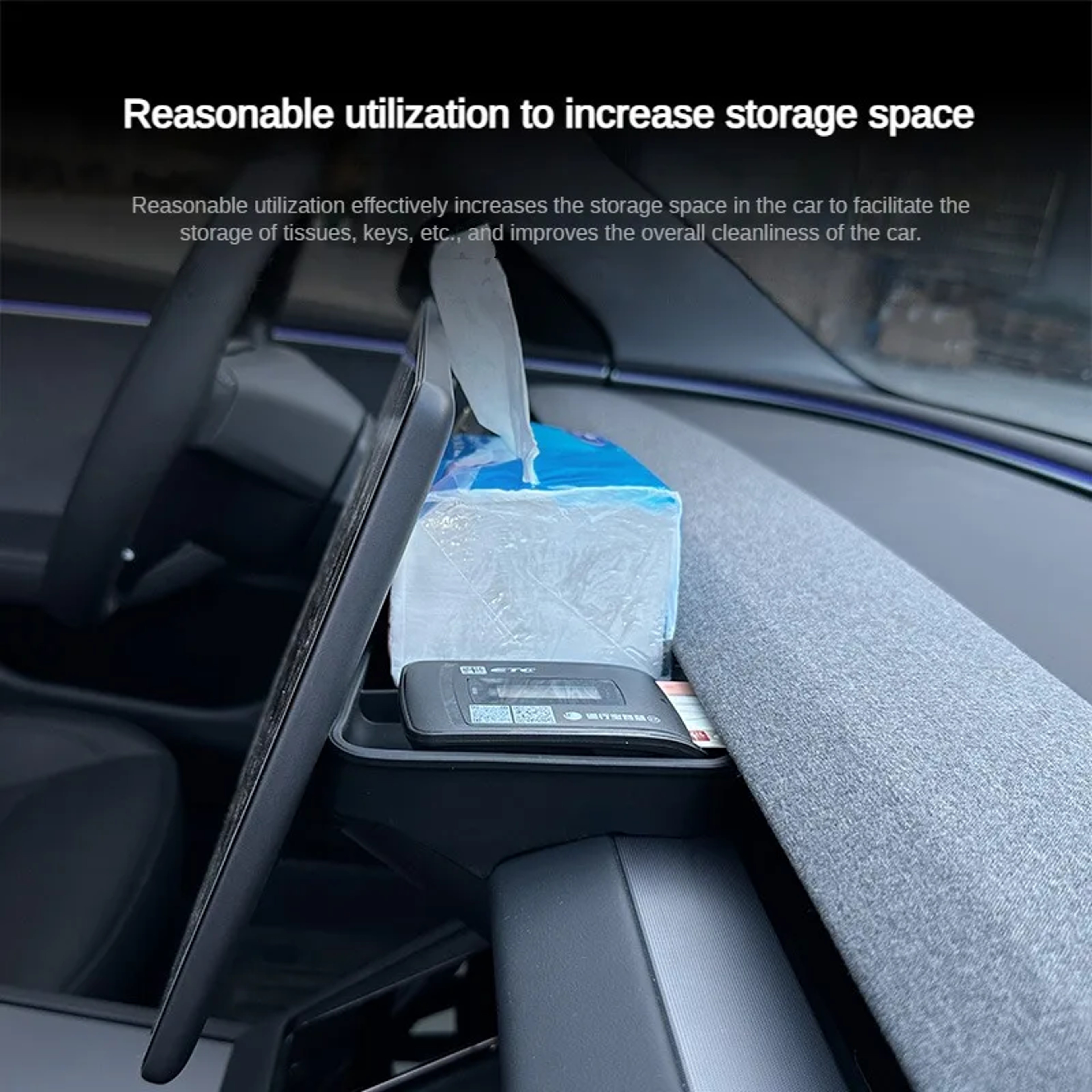 Model Y Center Console Organizer Dashboard Storage Box with Sunglasses Holder for Model – view 3