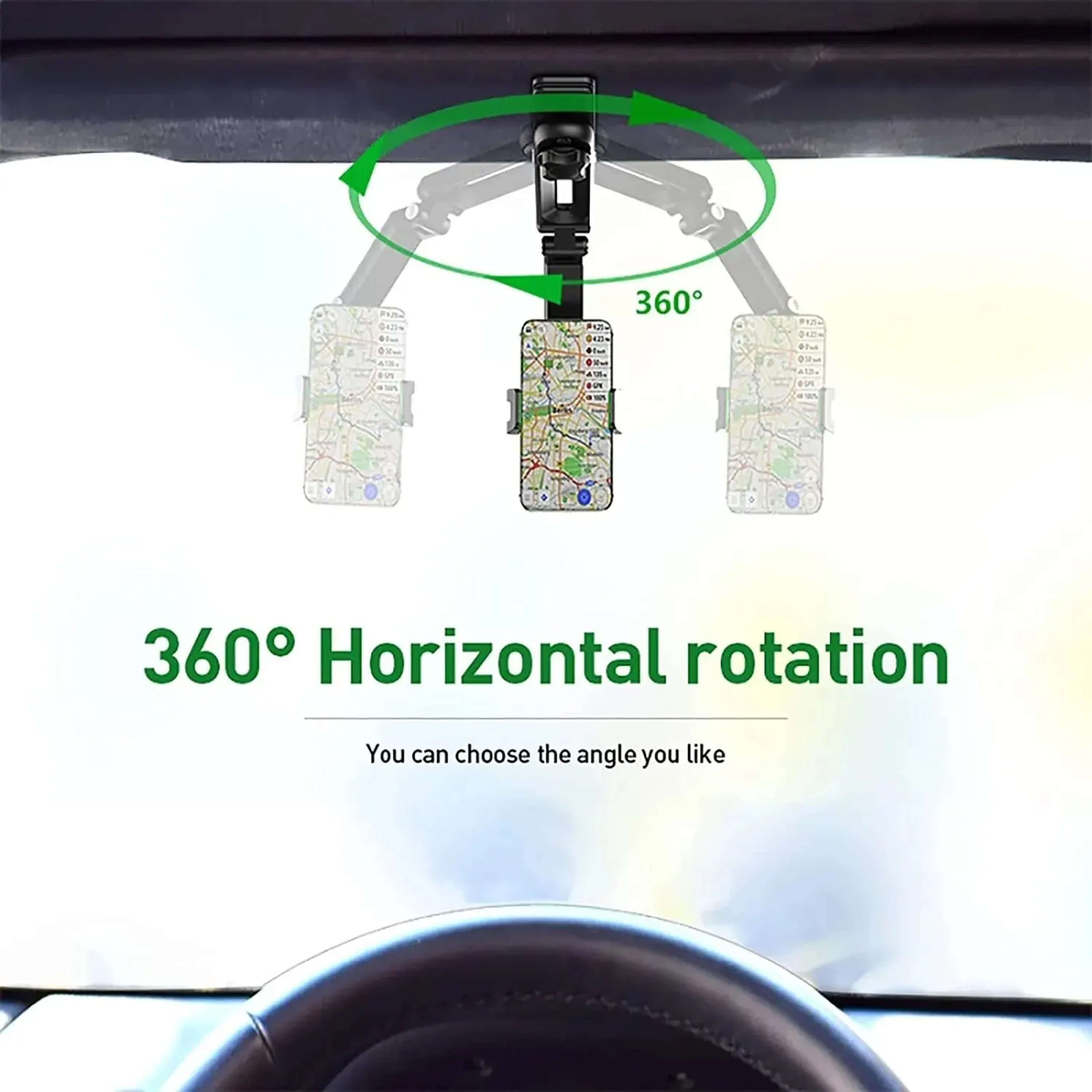 Car Sun Visor Phone Holder Rotating Universal Phone Mount – view 3