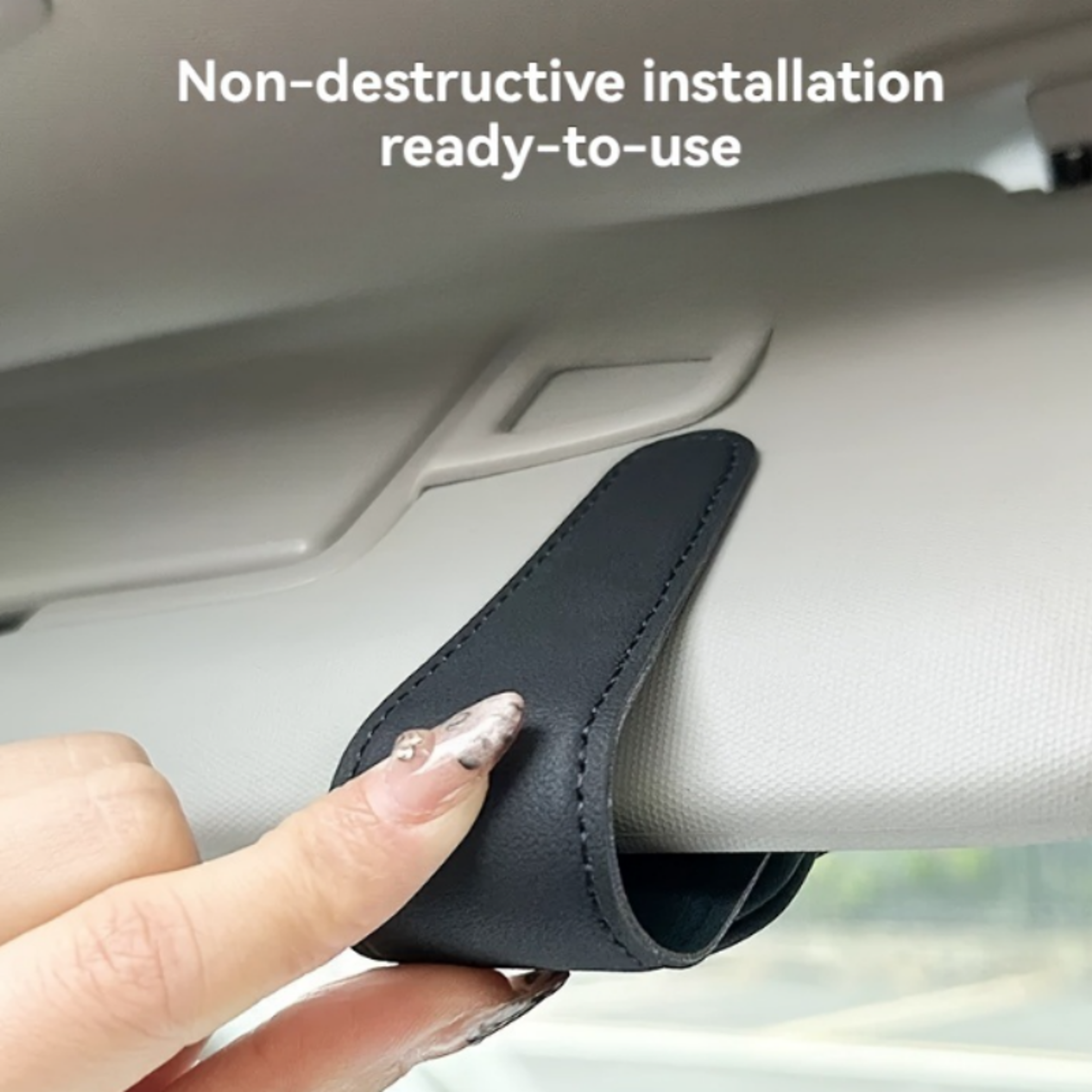 Car Sunglasses Holder Cowhide Sun Visor Glasses Clip Auto Eyeglasses Storage Mount 2