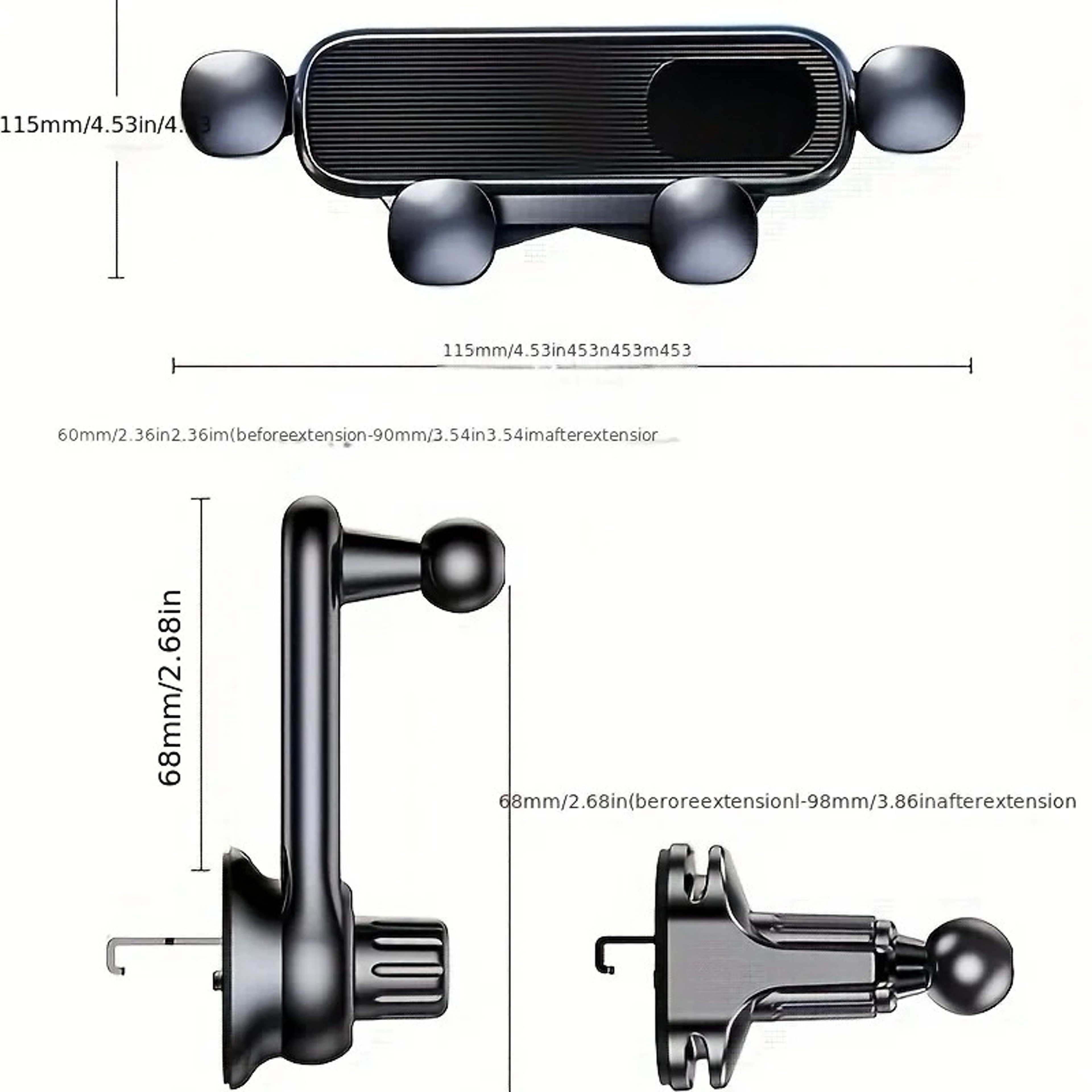 Foldable Gravity Car Phone Holder For Air Vent With Rotating Mount 1