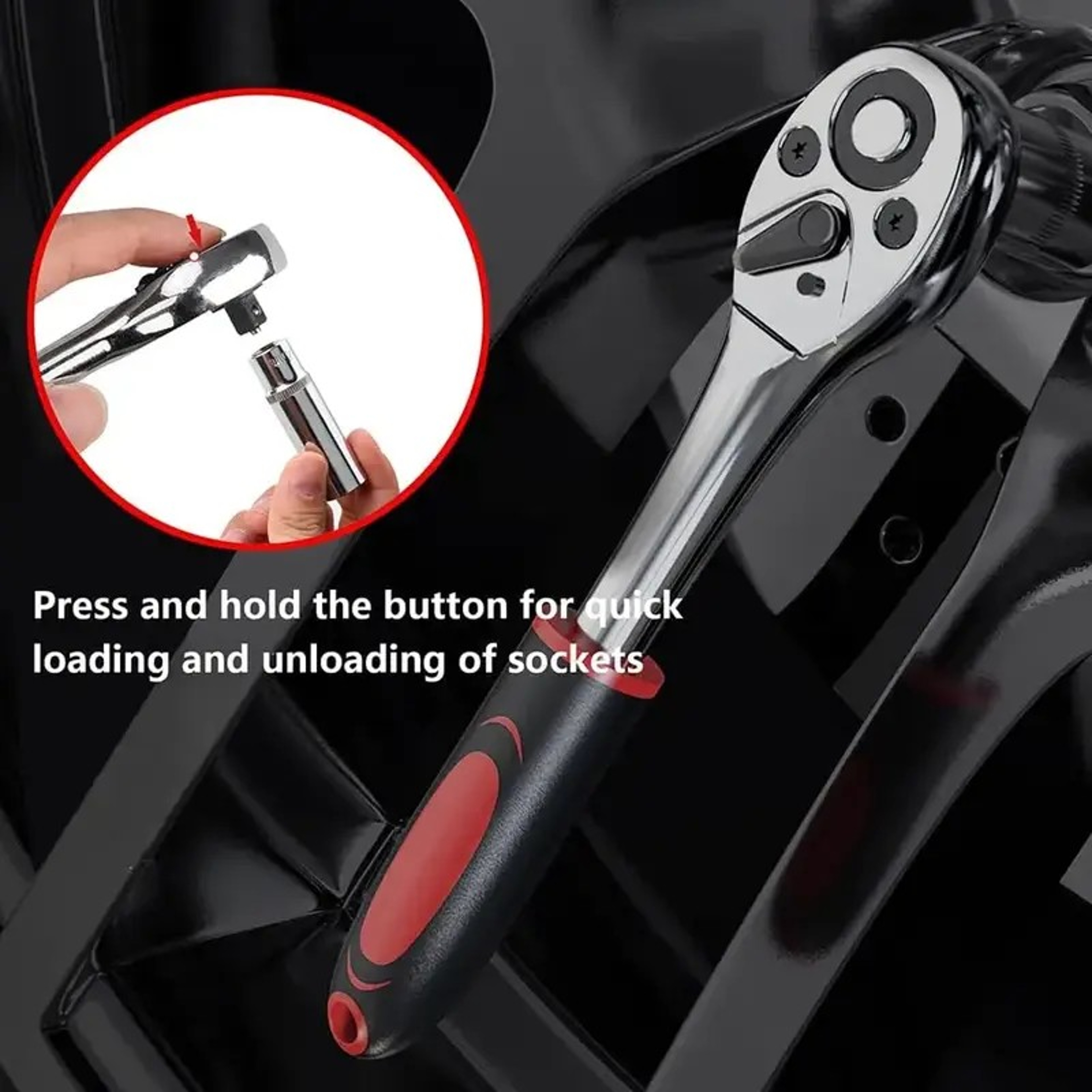 Socket Wrench Set Ratchet Tool Kit with Metric Sockets and Extension Bar – view 6