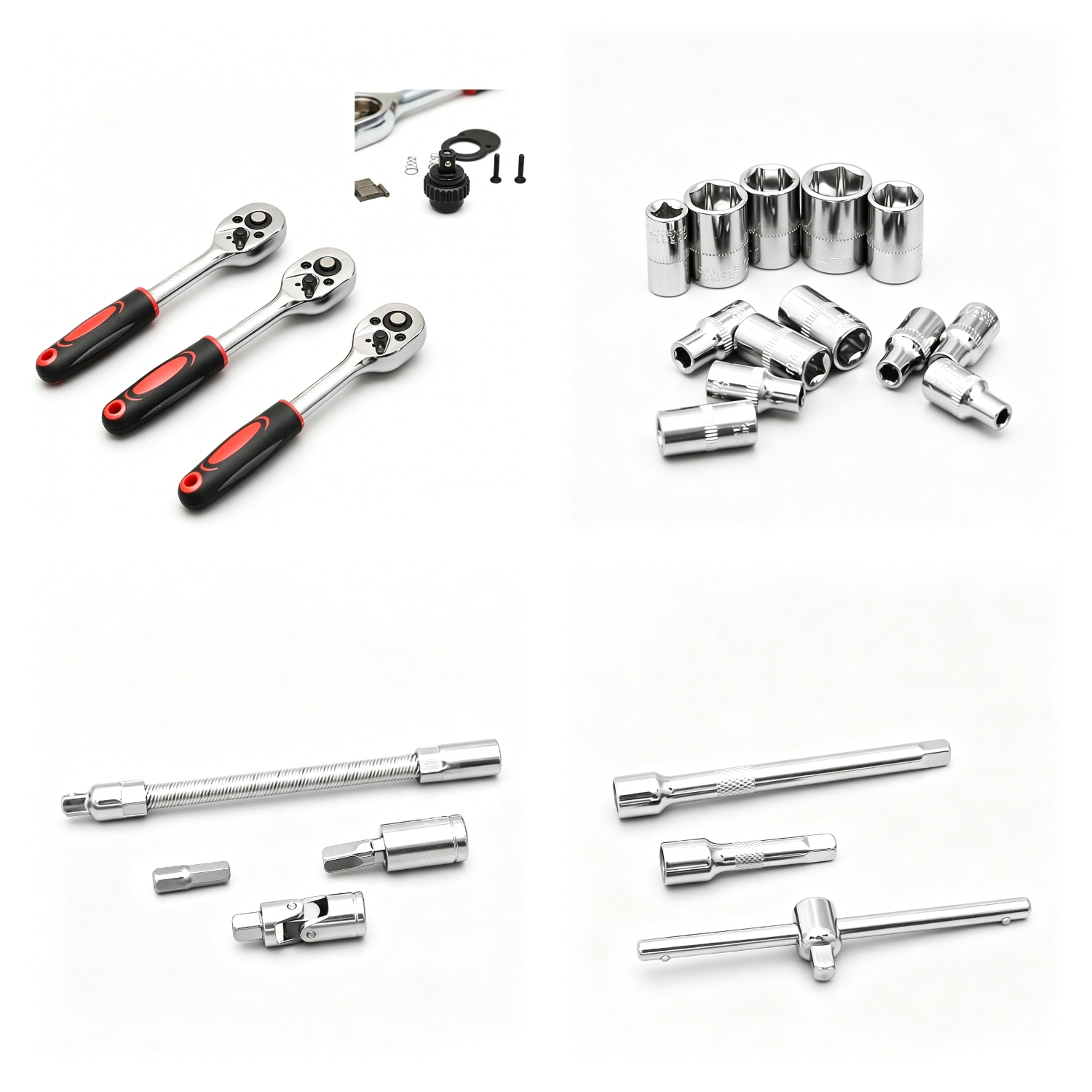 Socket Wrench Set Ratchet Tool Kit with Metric Sockets and Extension Bar – view 7