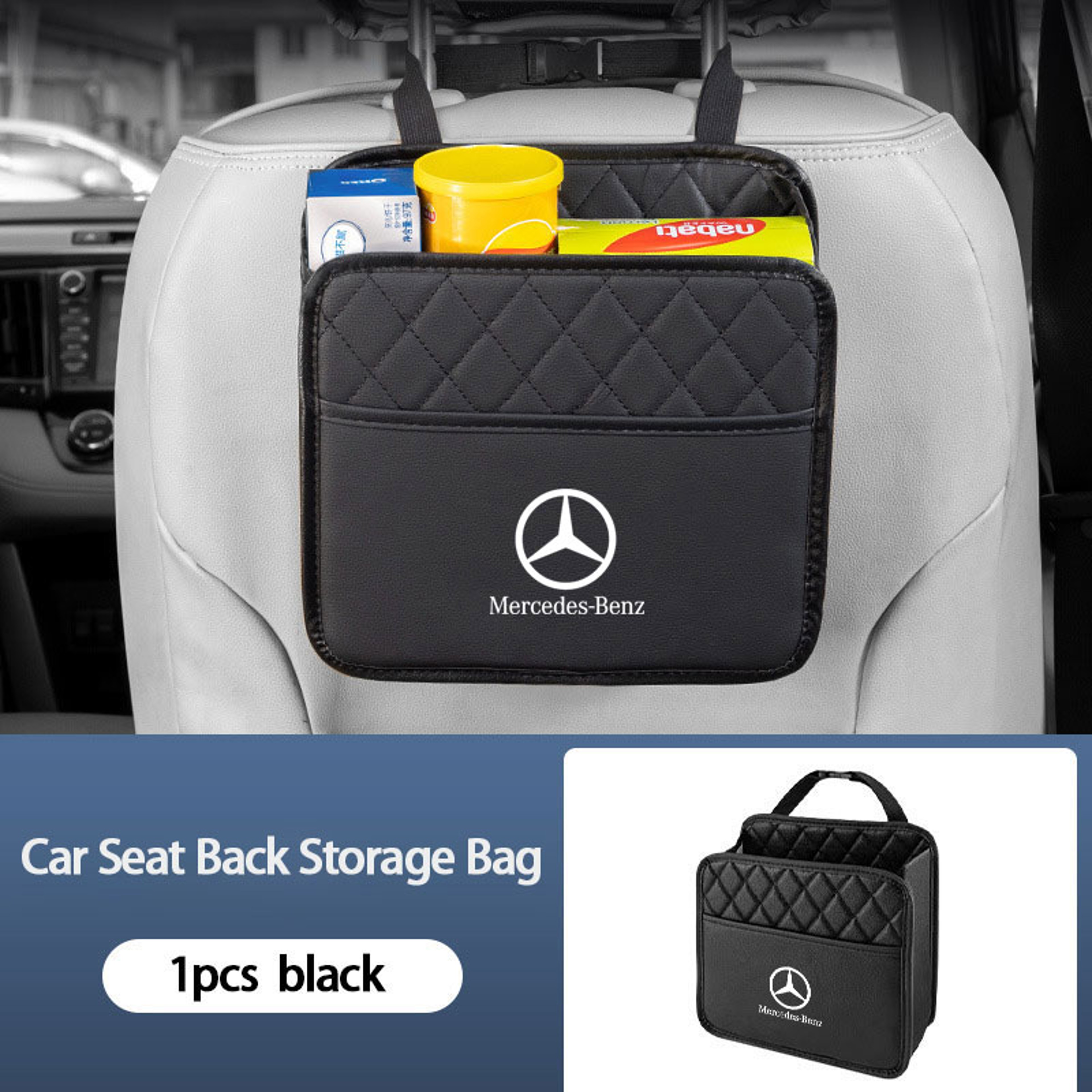 Premium Leather Car Seat Organizer & Car Trash Bag for Mercedes Benz Multifunction Car Storage Bag – view 4