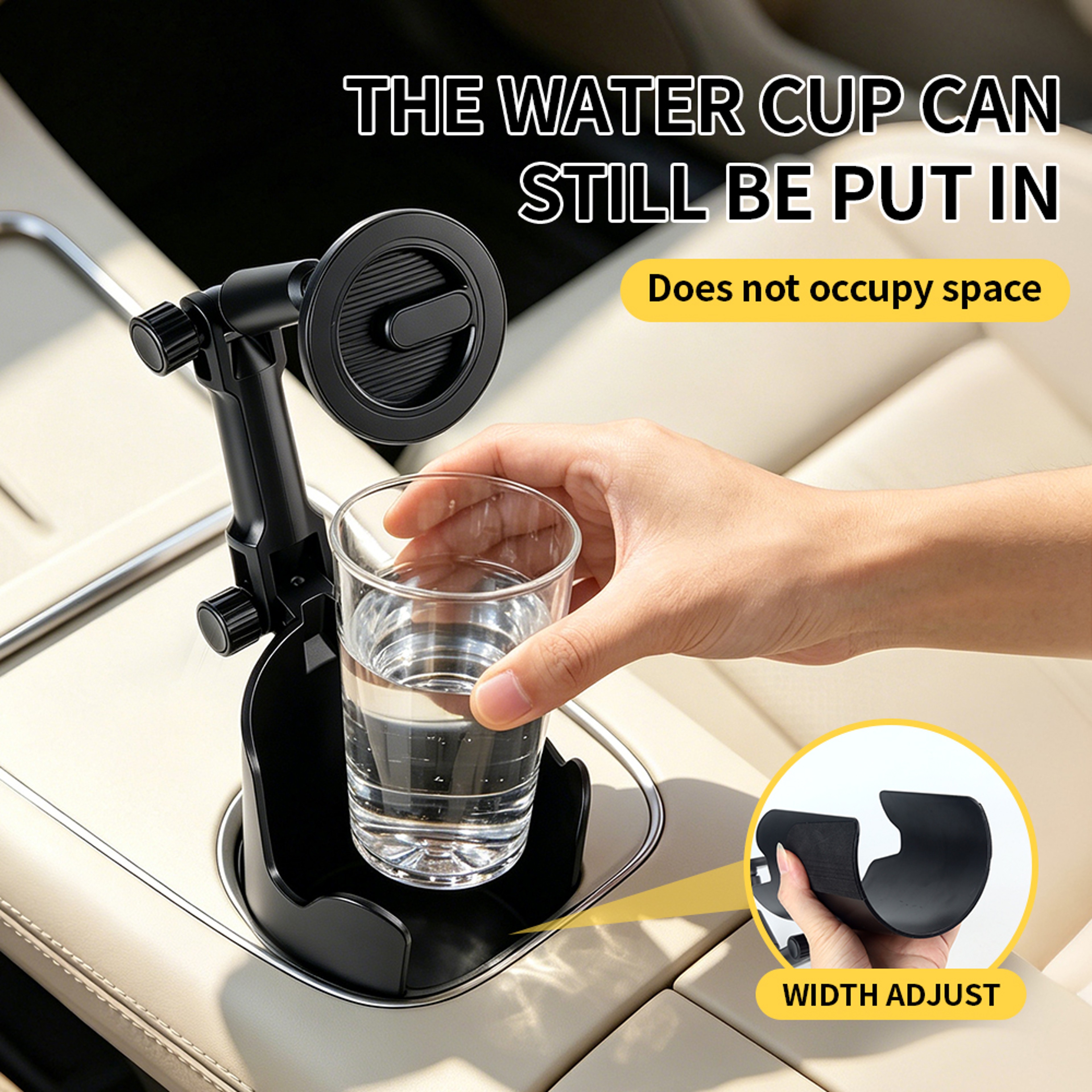 Car Phone Mount With Magnetic Cup Holder Base And Adjustable Magnetic Phone Holder 4