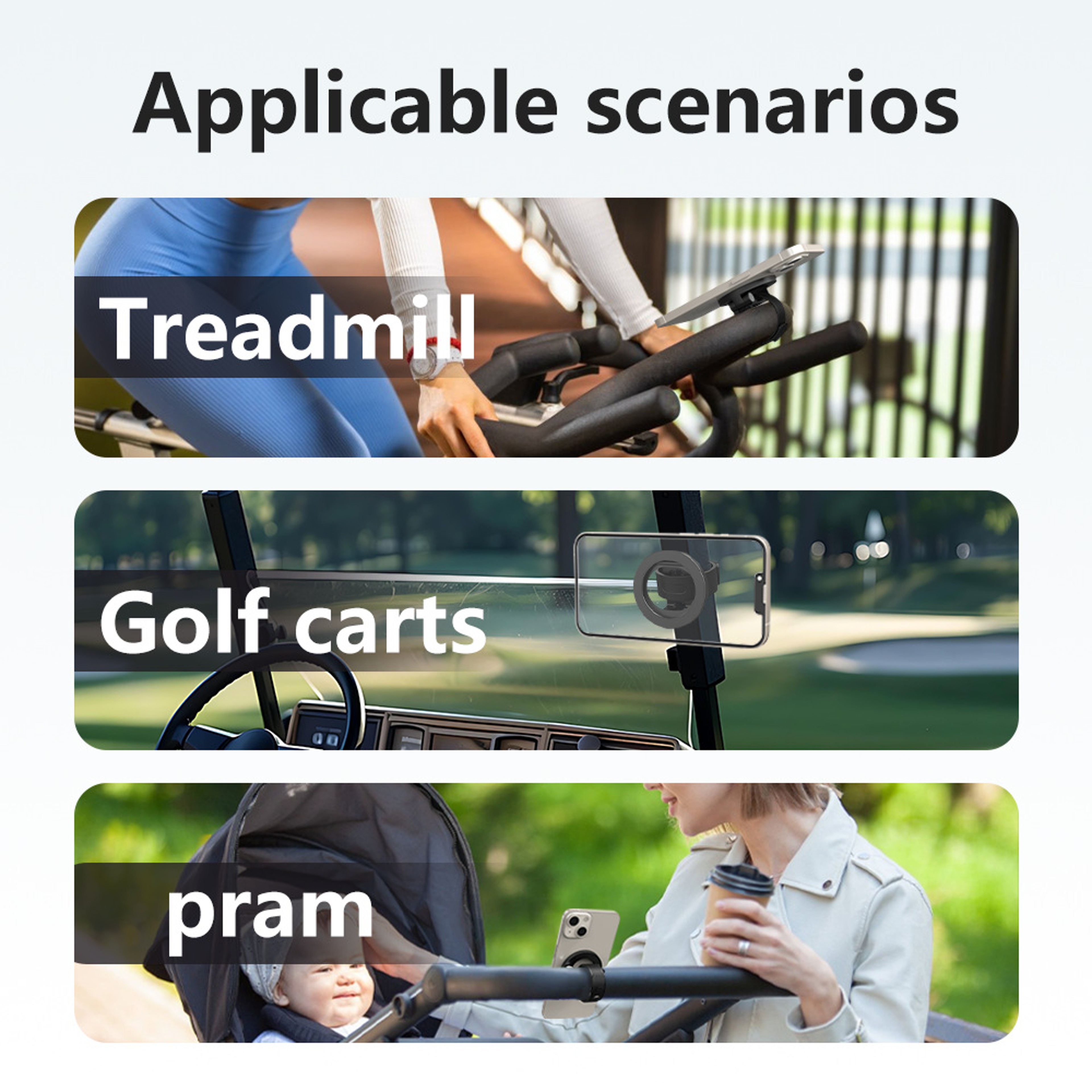MagSafe Phone Holder With Adjustable Magnetic Strap For Gym Treadmill Bike  Stroller 5