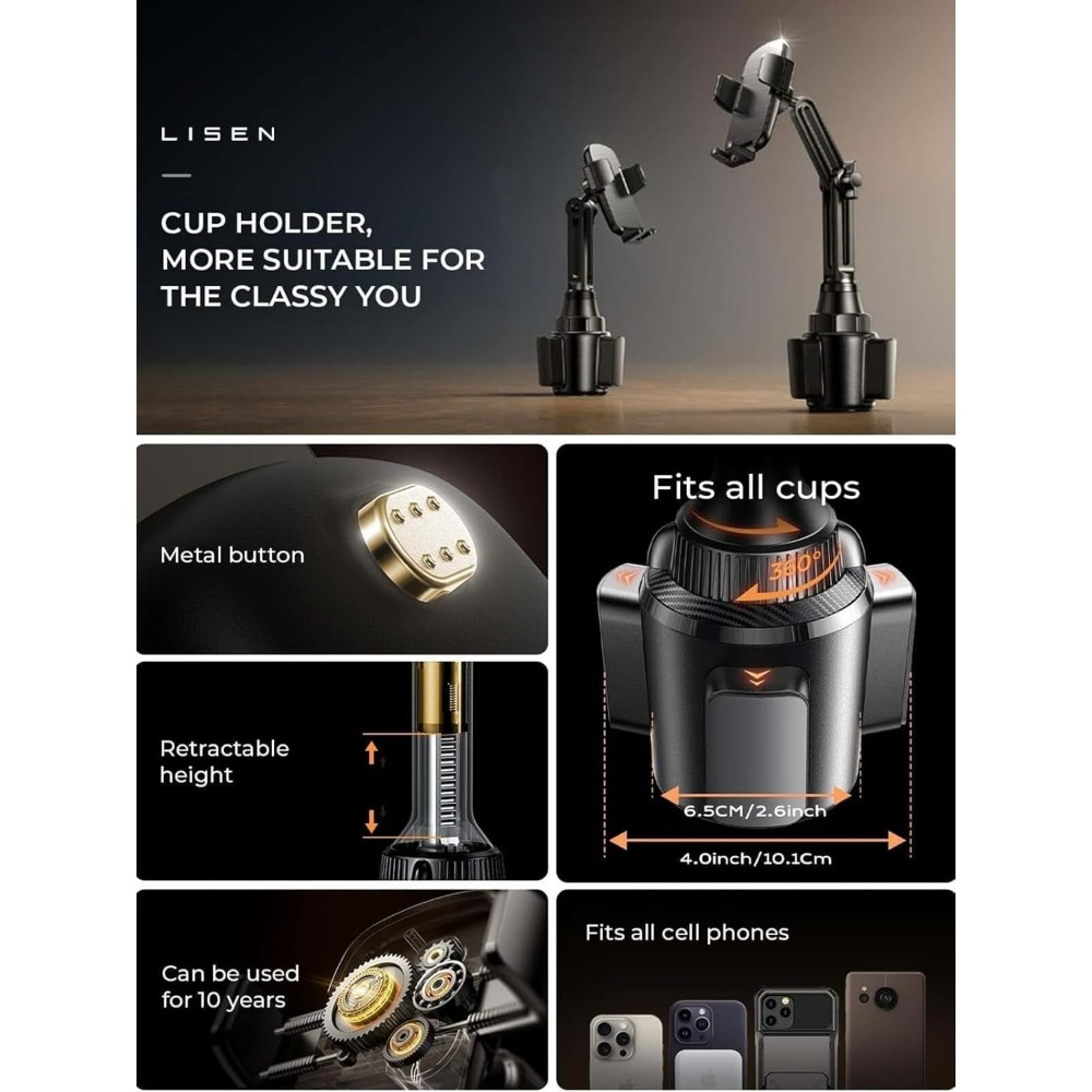 Cup Holder Phone Mount Adjustable Universal Car Phone Holder for Smartphones – view 6