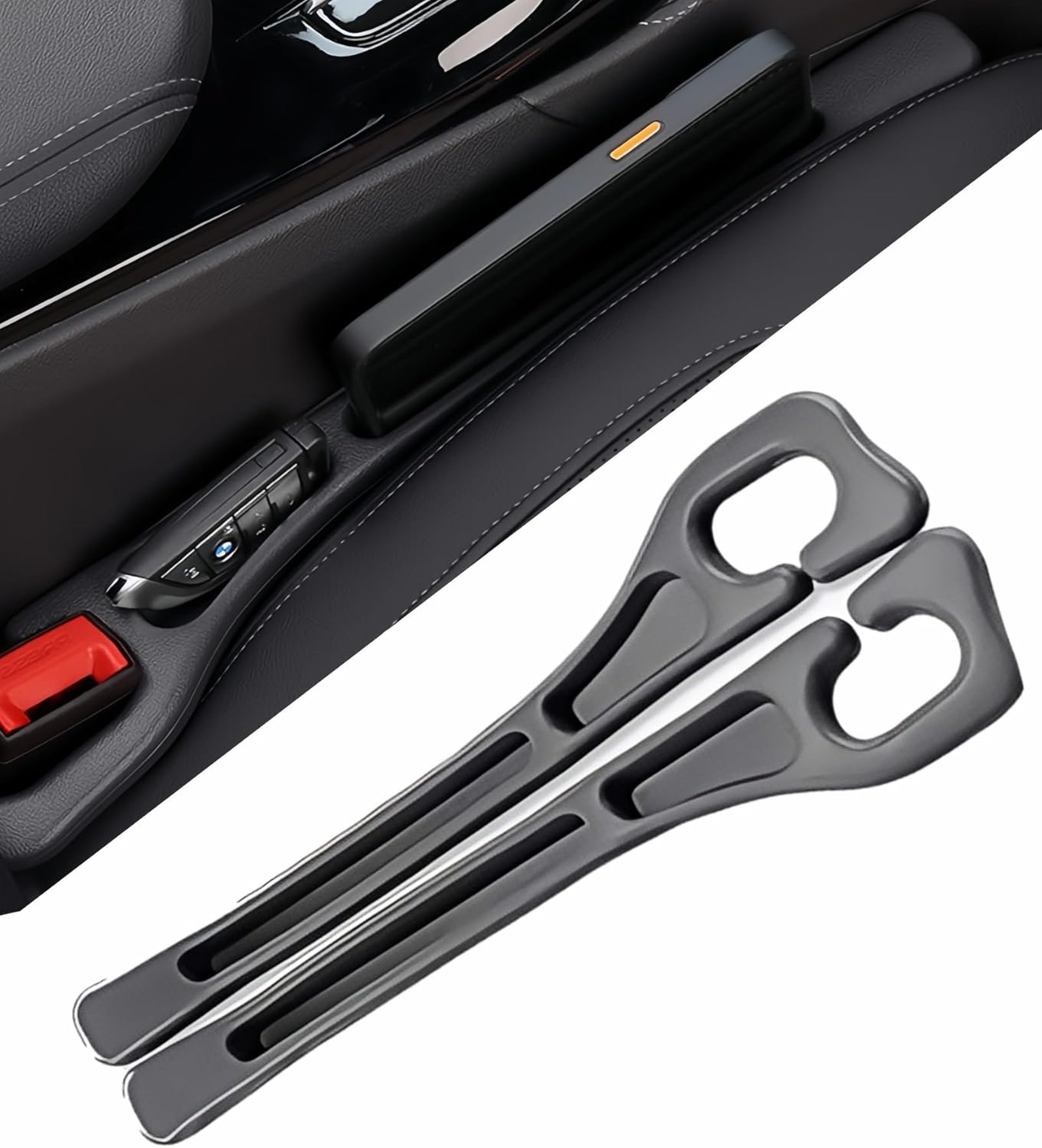 Car Seat Gap Filler With Dual Storage Slots No Drop Seat Gap Organizer For Phones Keys  Coins 0