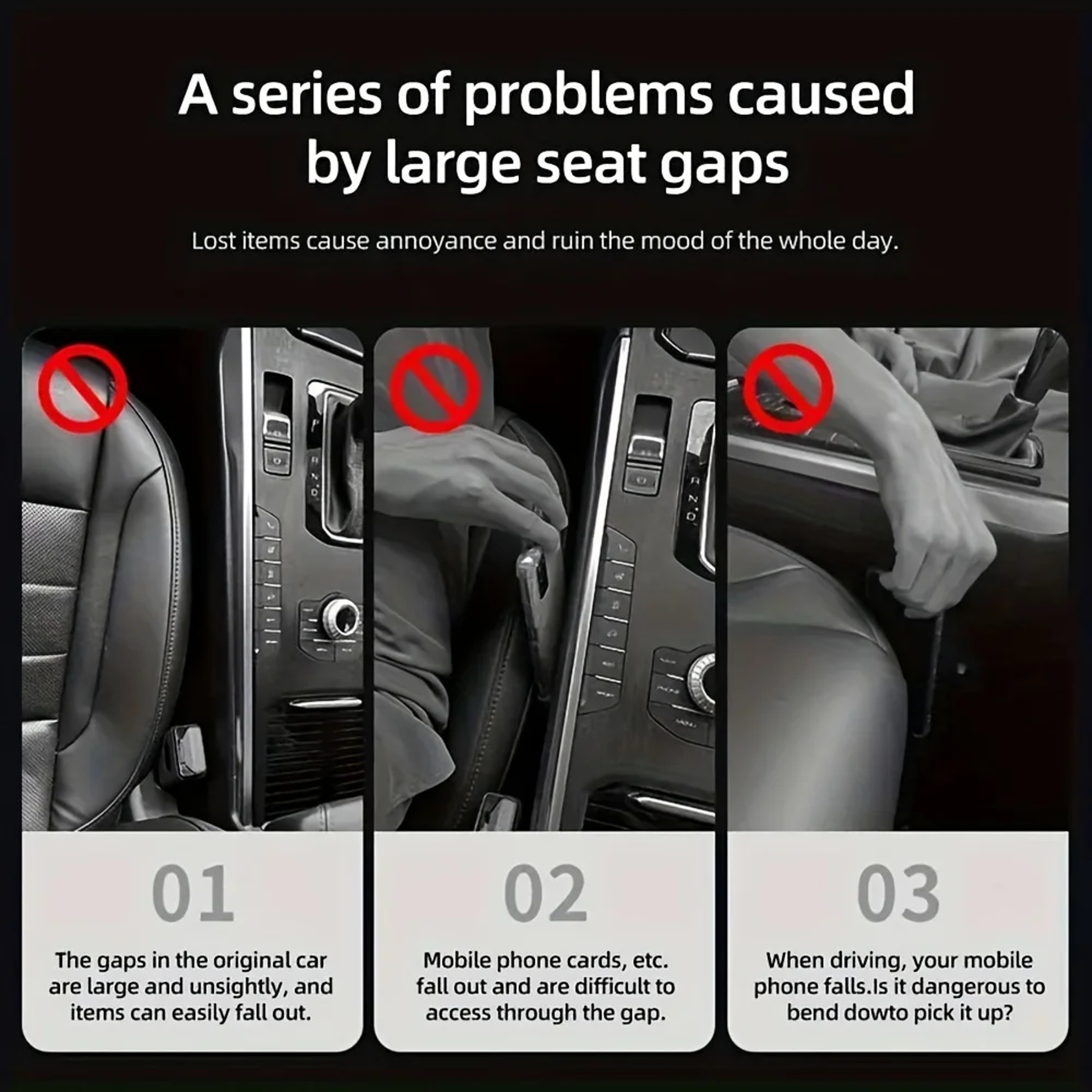 Car Seat Gap Filler Organizer with Dual Storage Grooves Waterproof PU Car Interior Accessory – view 4