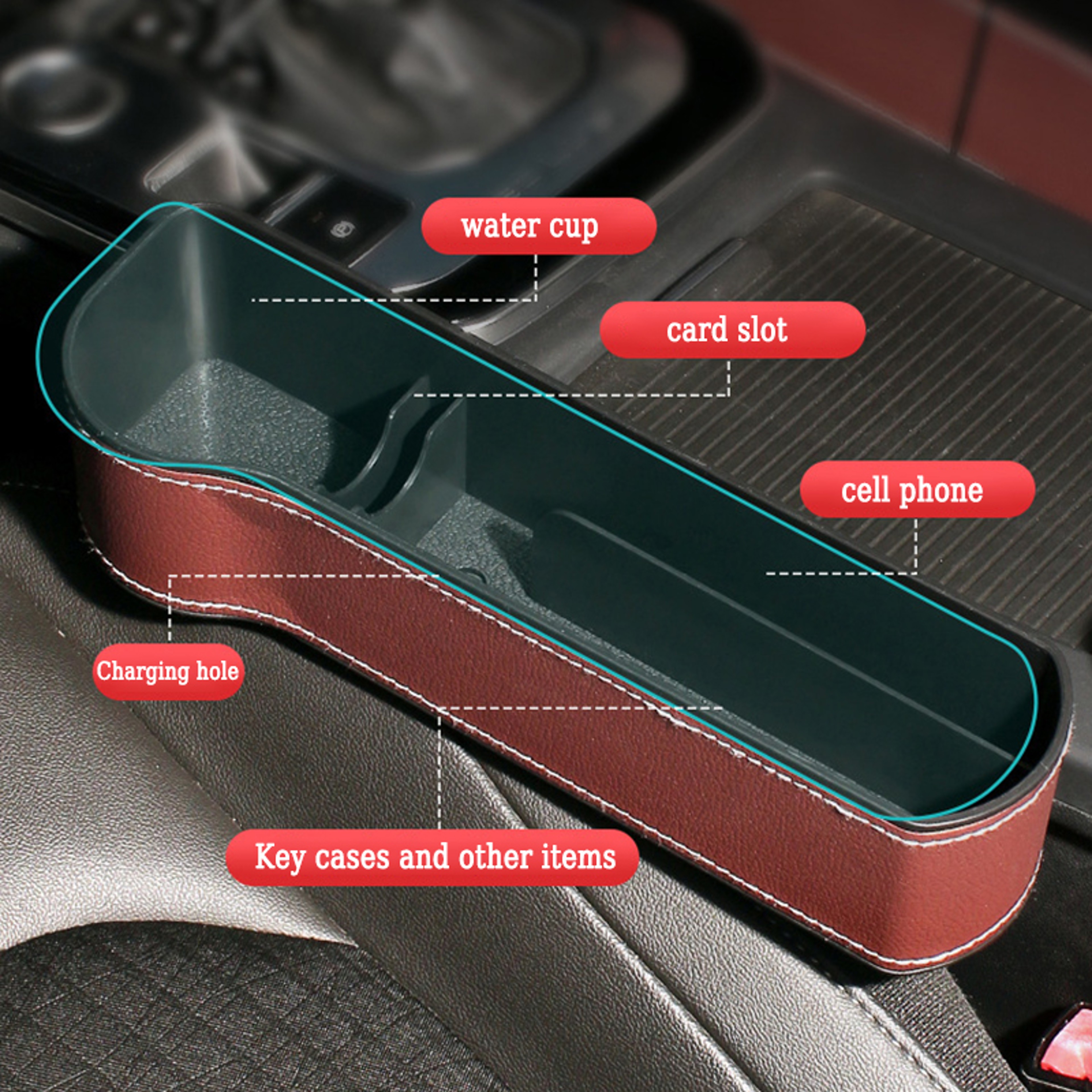 Car Seat Gap Filler Organizer Universal Car Storage Box For Phones Keys  Cards 3