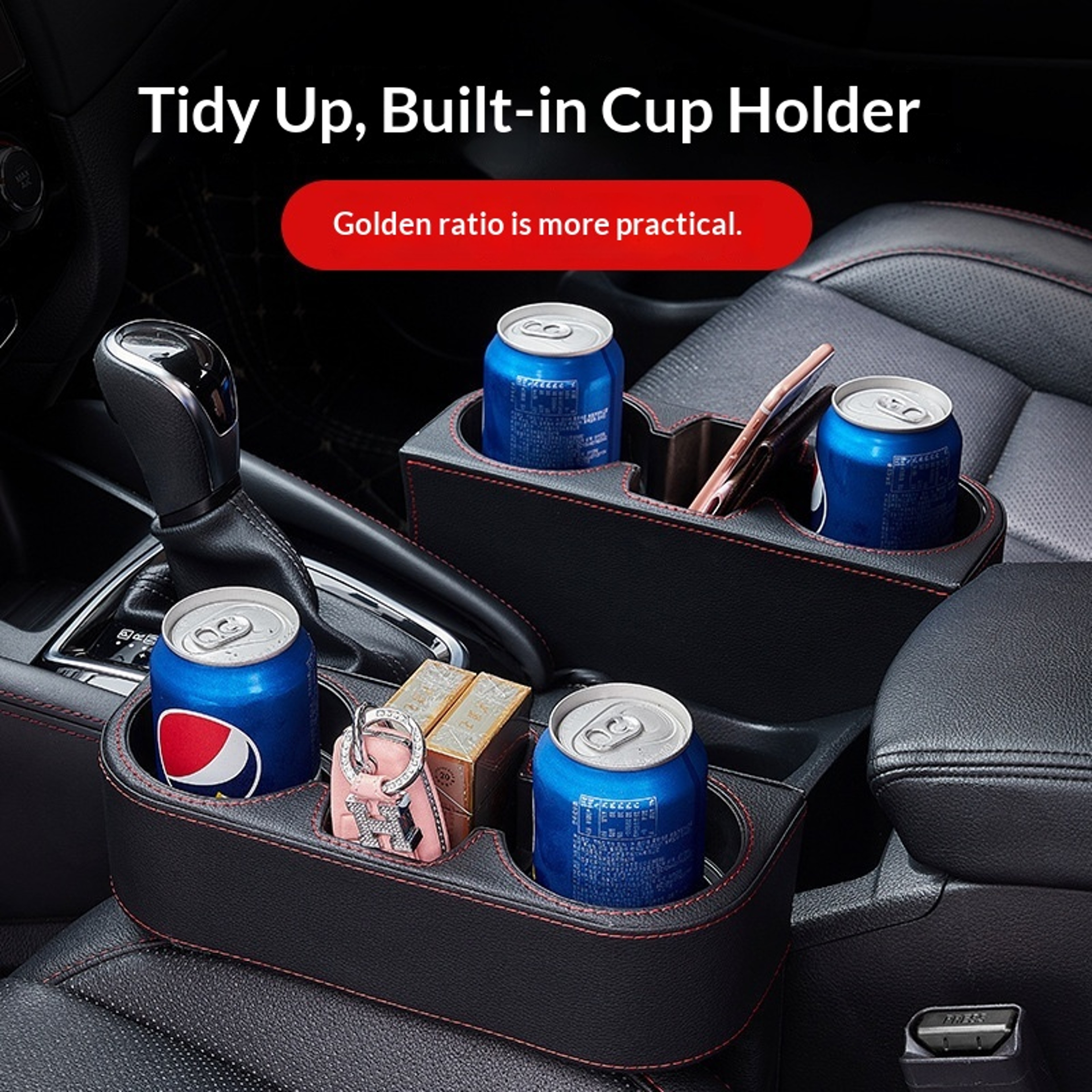 Car Seat Gap Organizer With Cup Holder  Storage Box For Phone Keys Wallet And Essentials 3