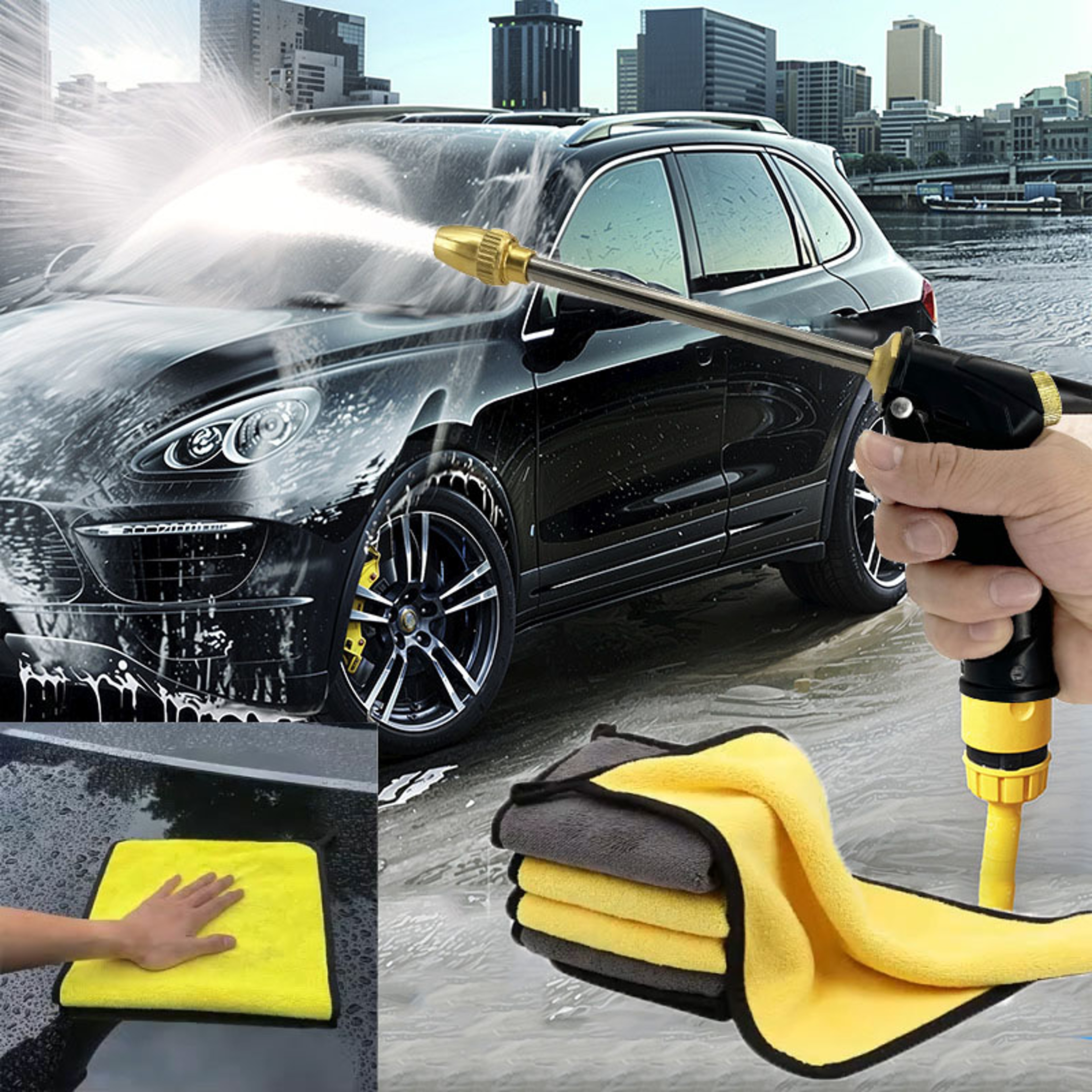 High Pressure Water Gun Car Wash Spray Gun With Garden Hose Nozzle Cleaning Kit 1