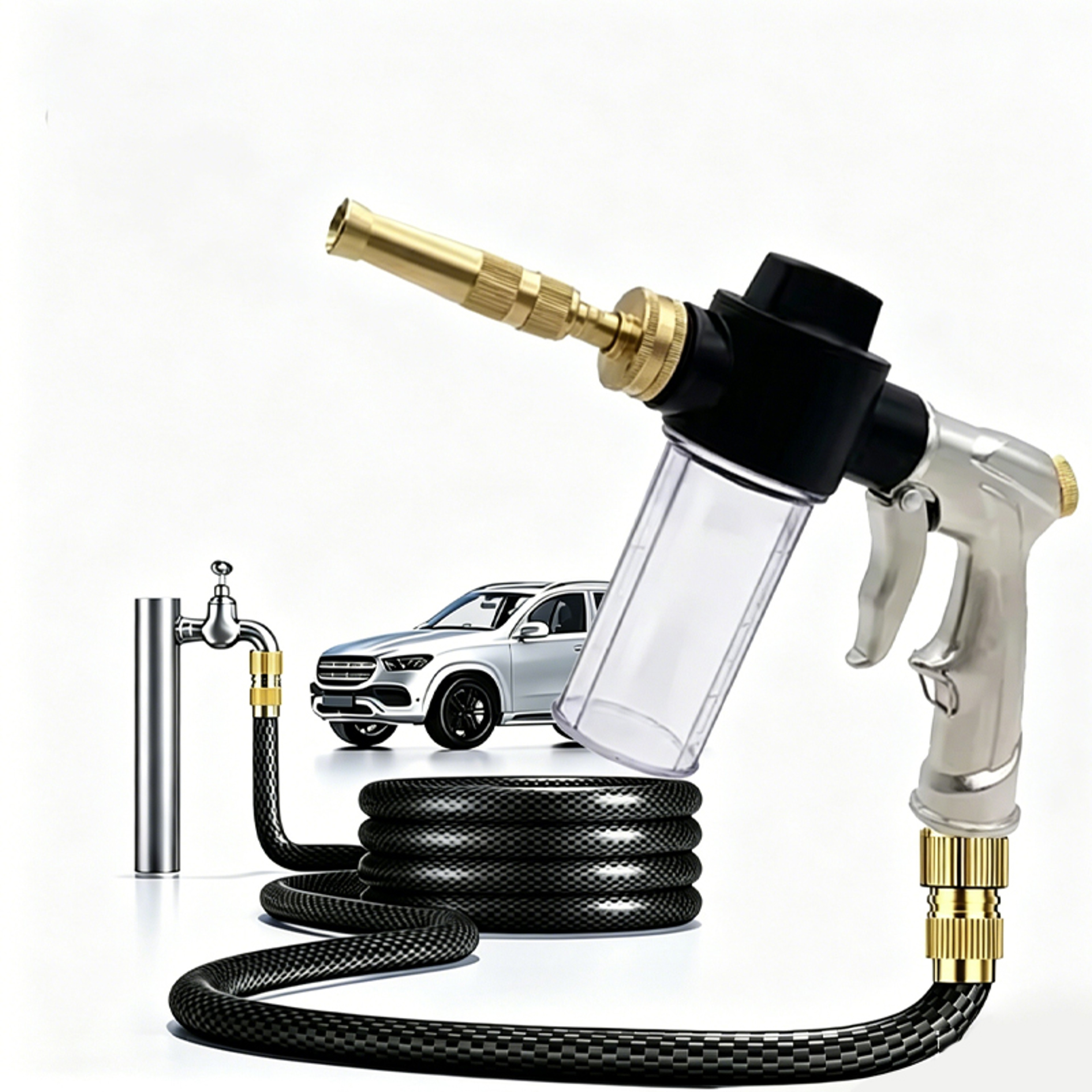 High Pressure Water Gun Car Wash Kit With Rotating Nozzle Sprayer For Garden Hose Cleaning 1