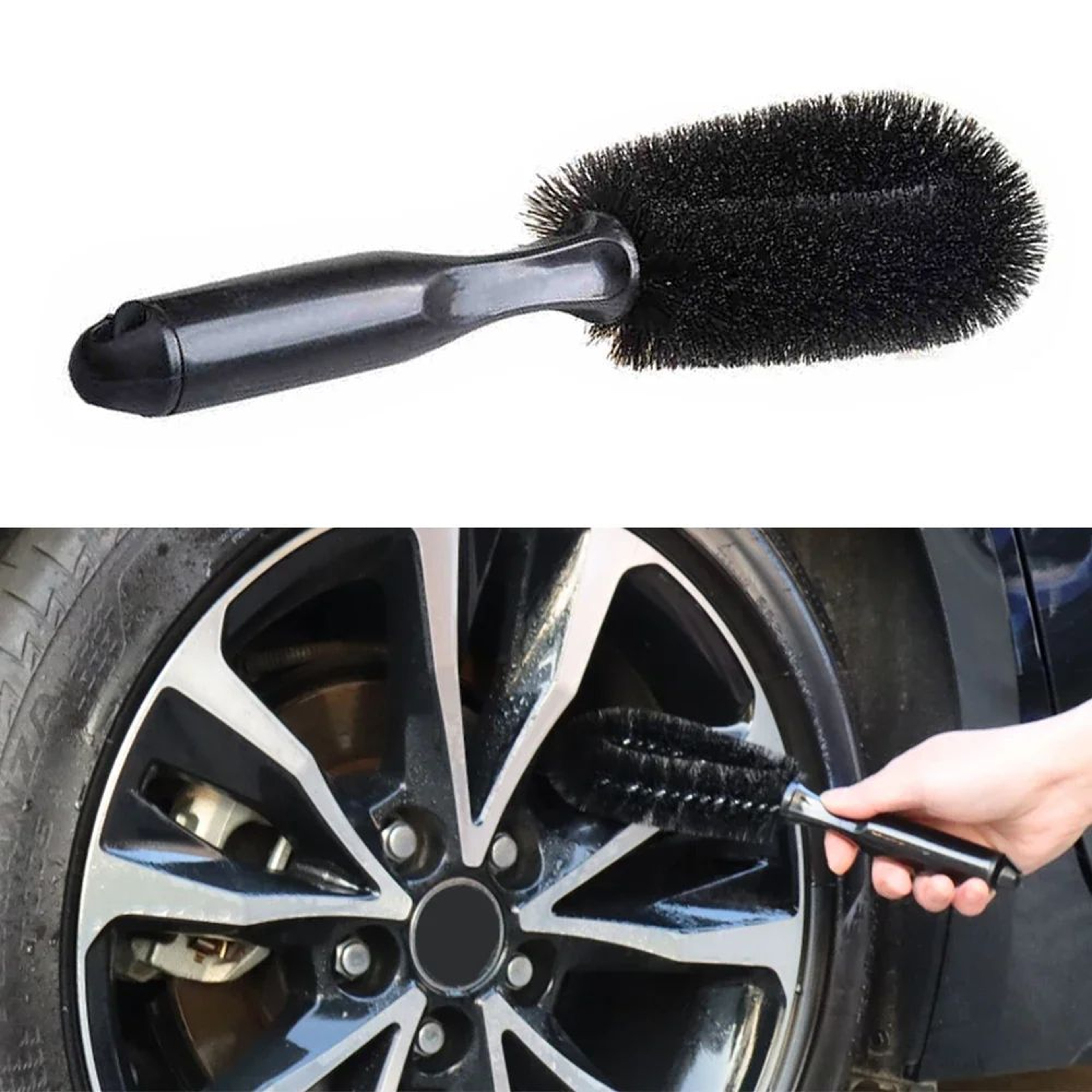 Car Wheel Cleaning Brush For Tires  Rims Soft Bristle Car Detailing Brush With Ergonomic Handle 1