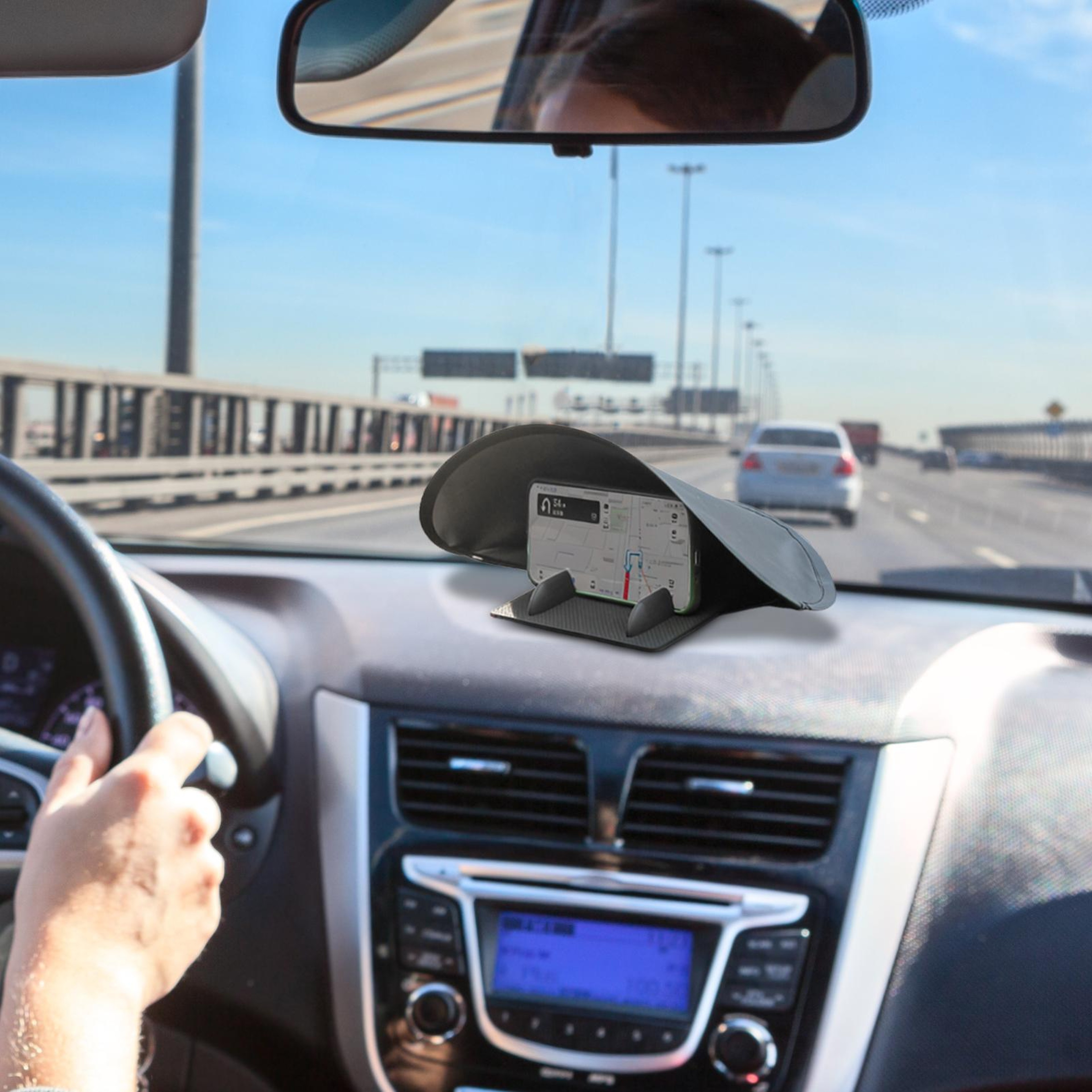Anti Glare Car Phone Sun Shade Foldable GPS Navigation Visor for Dashboard Smartphone Mounts – view 3