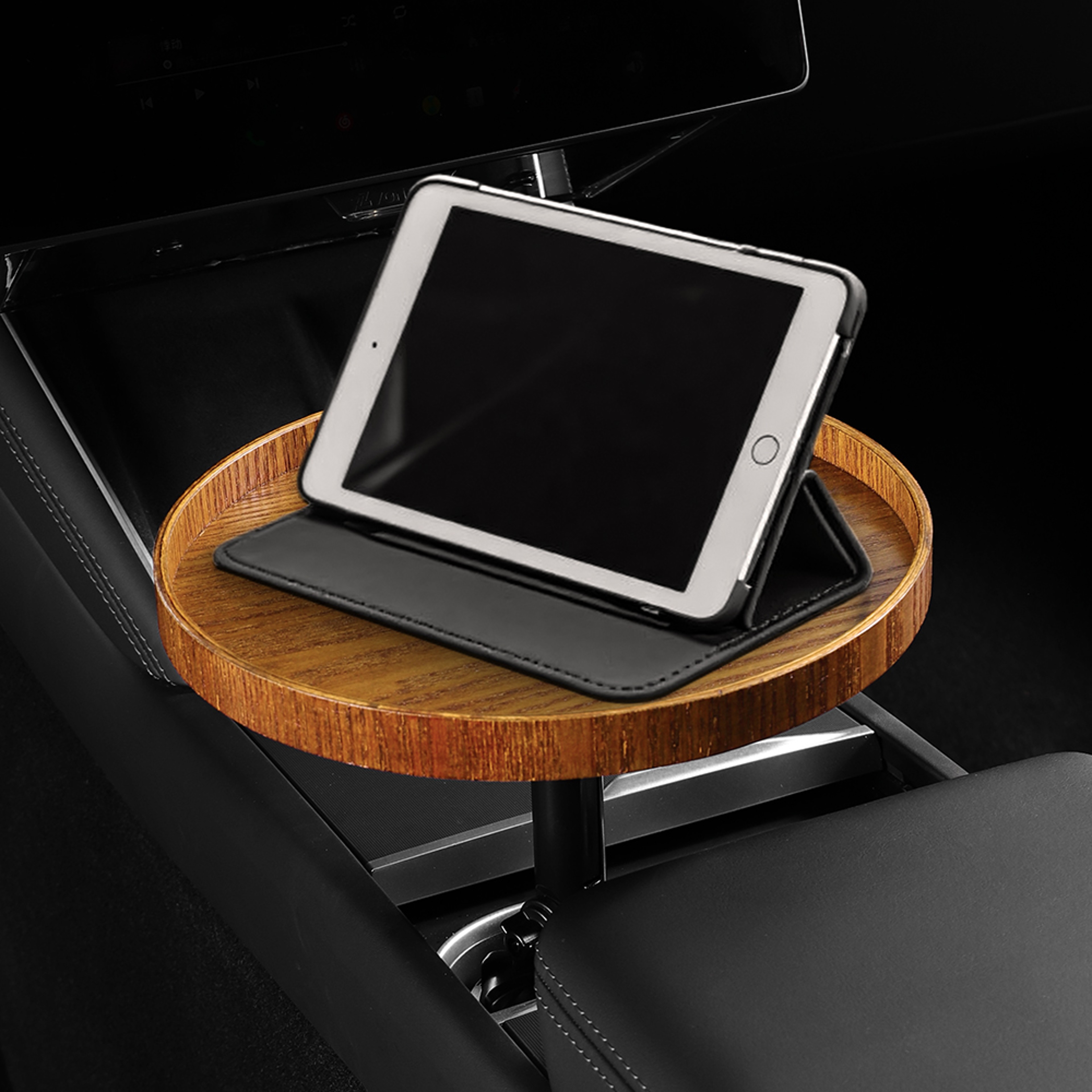 Dual Car Cup Holder Expander With Rotating Food Tray And Adjustable Organizer 1