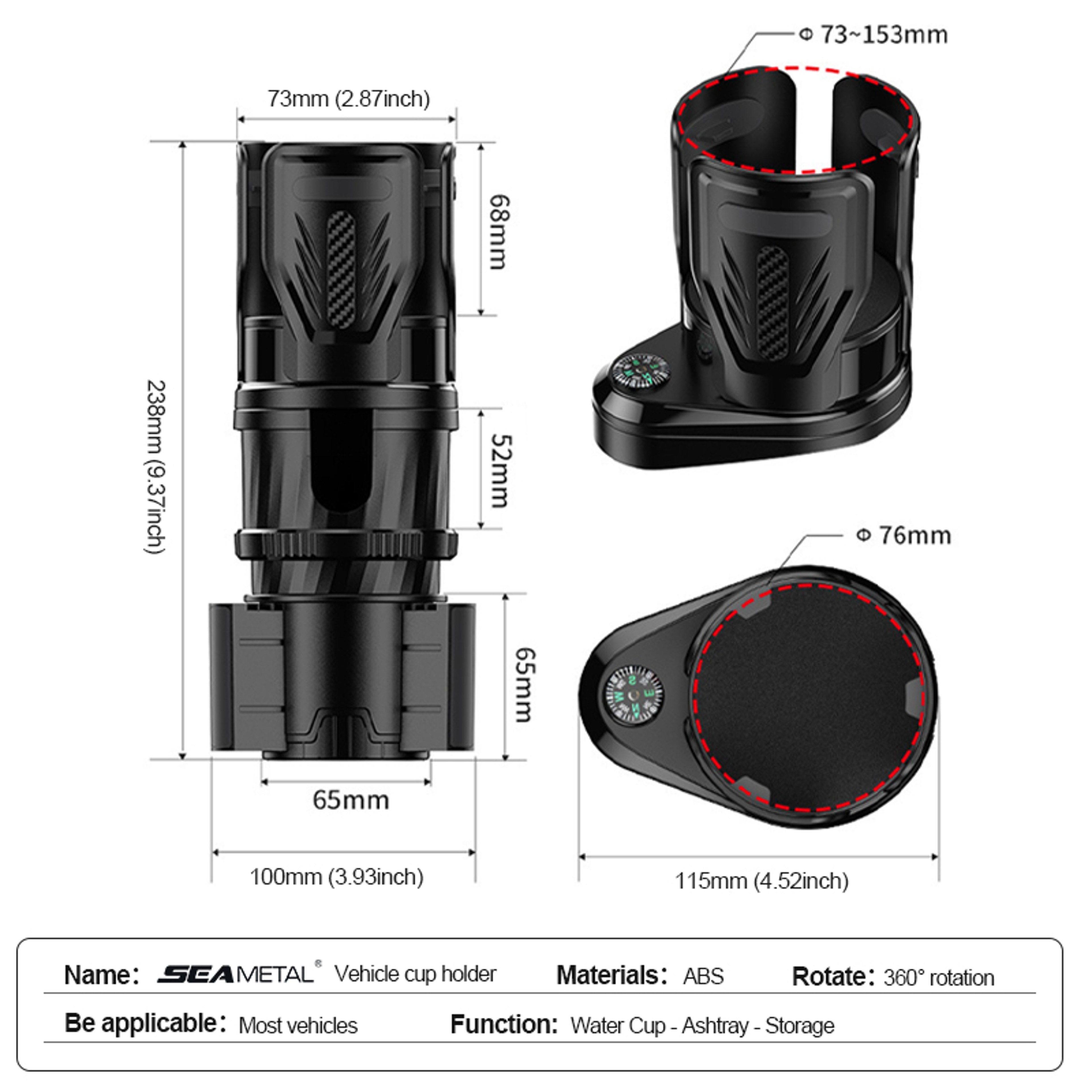 Car Cup Holder Expander With Phone Holder  Bottle Organizer Adapter 4