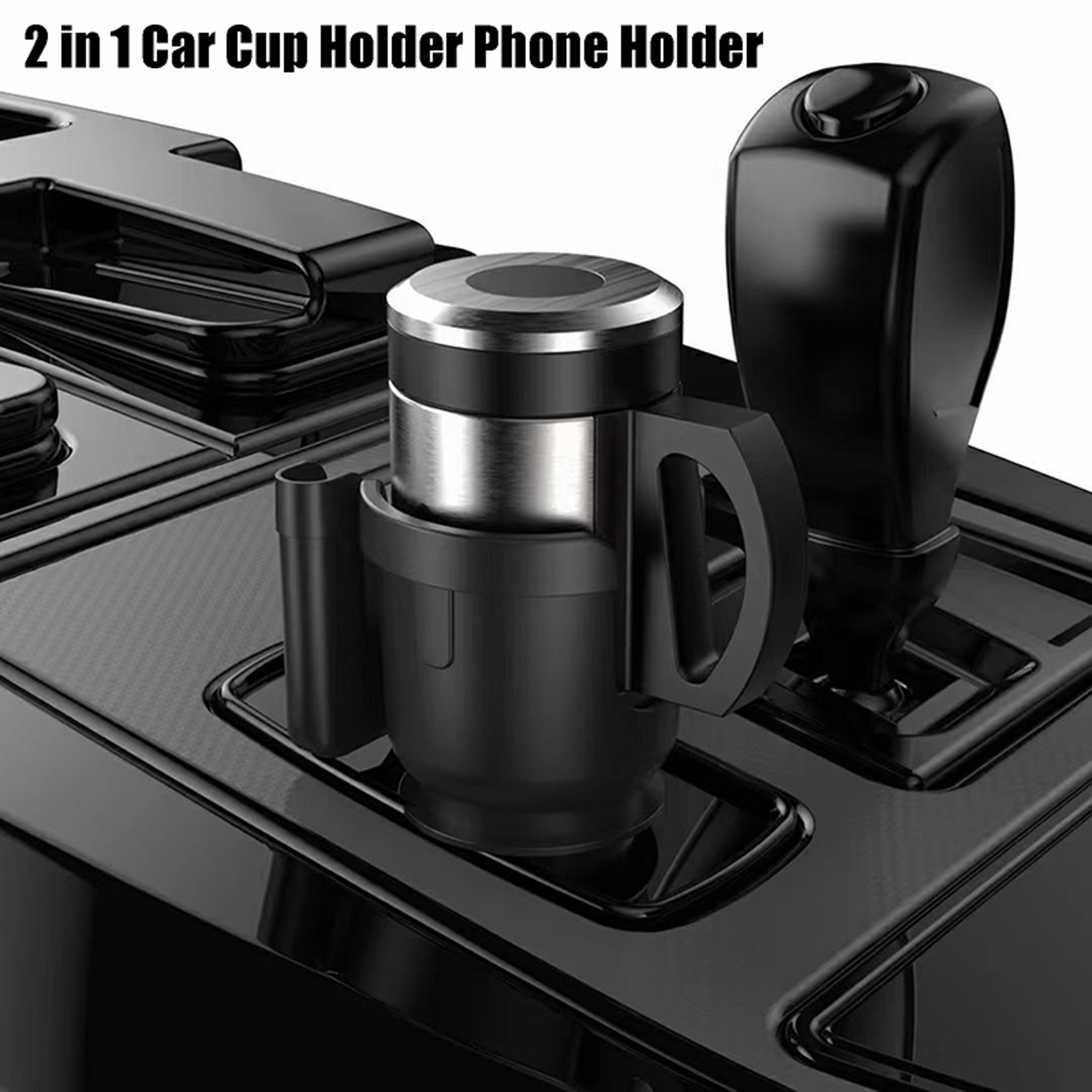 Car Cup Holder Expander With Phone Holder Bottle Organizer  Adjustable Car Cup Holder Adapter 3