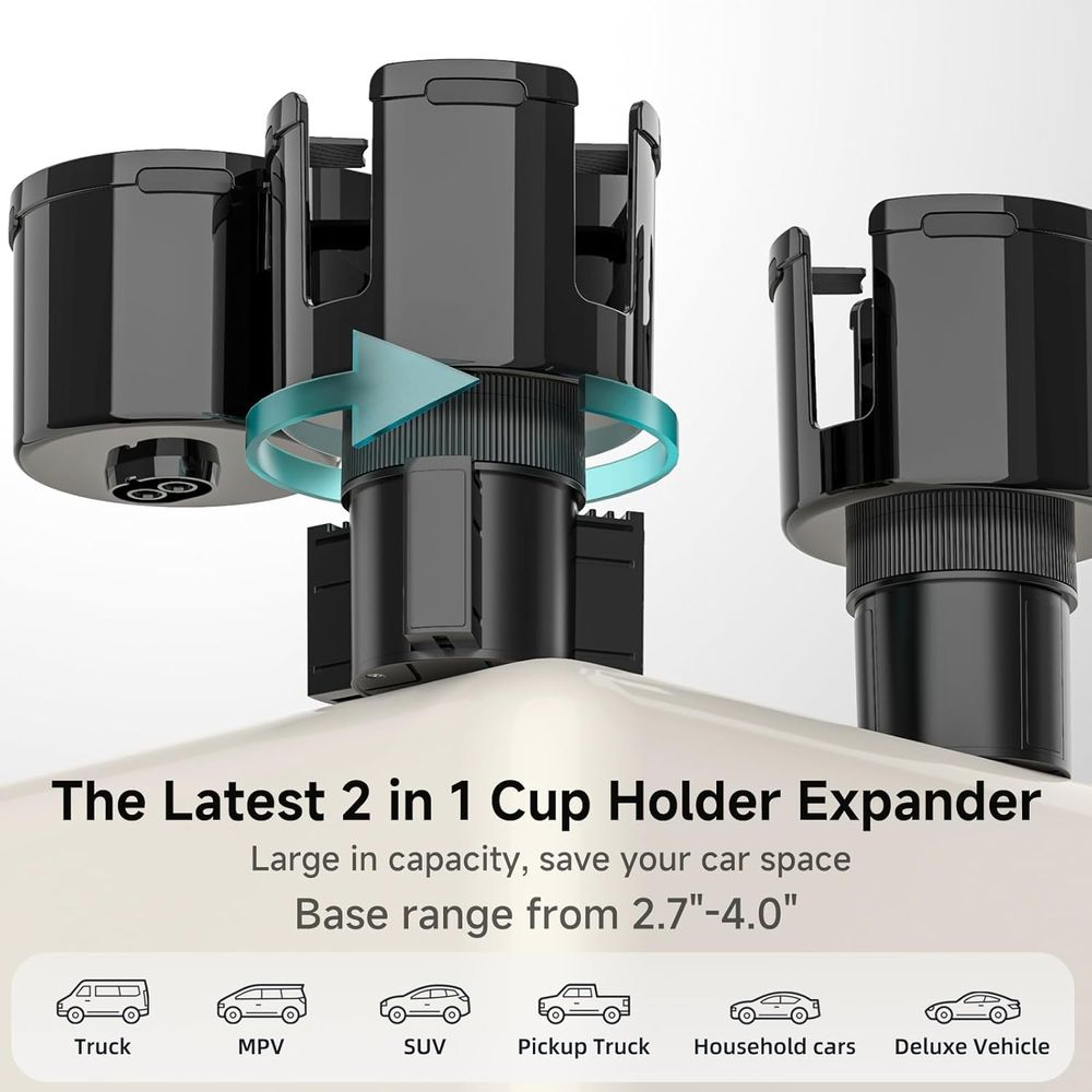 Adjustable Car Cup Holder Extender For Large Bottles Mugs And Travel Cups 4