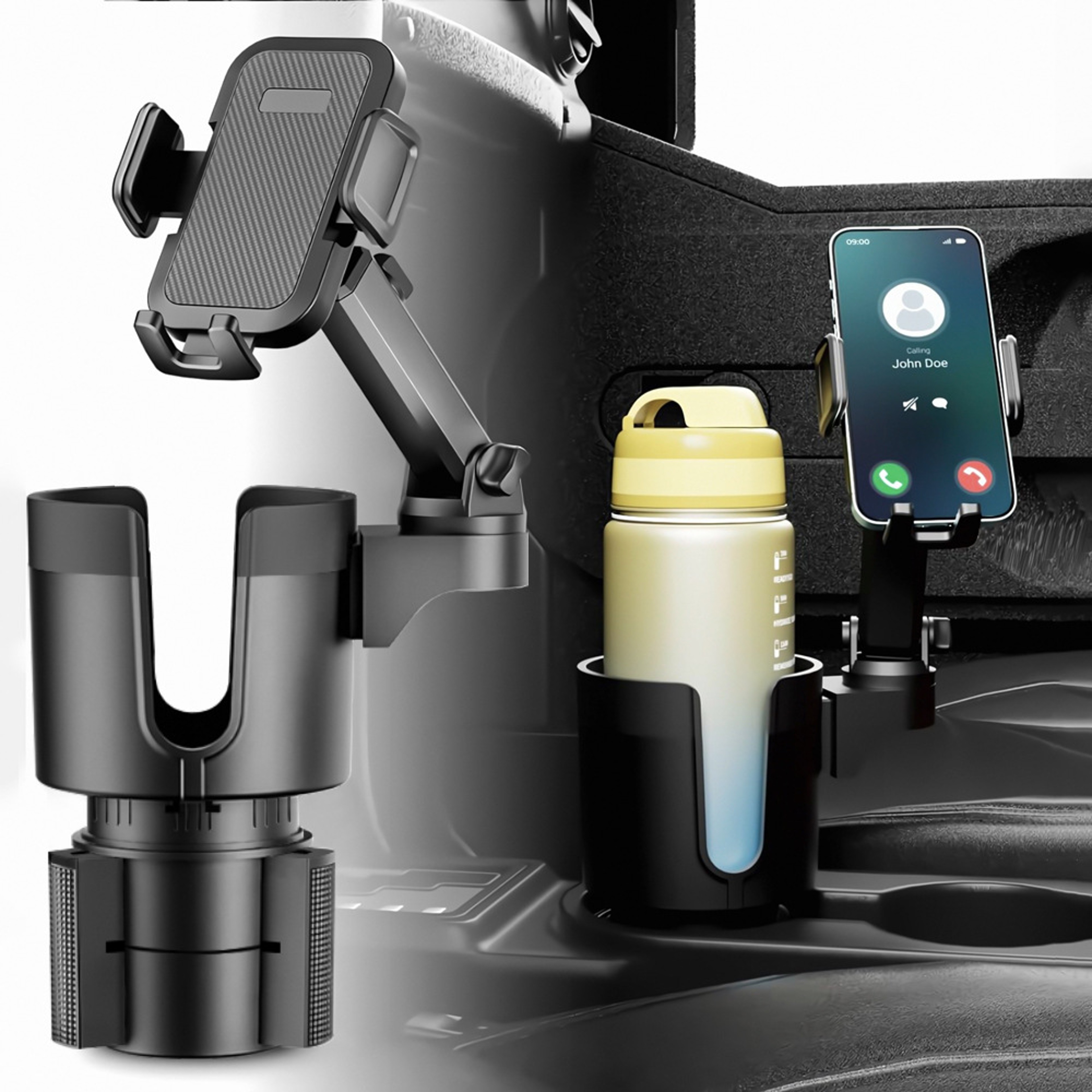 Multifunctional Car Cup Holder With Phone Holder Adjustable Drink Organizer 4