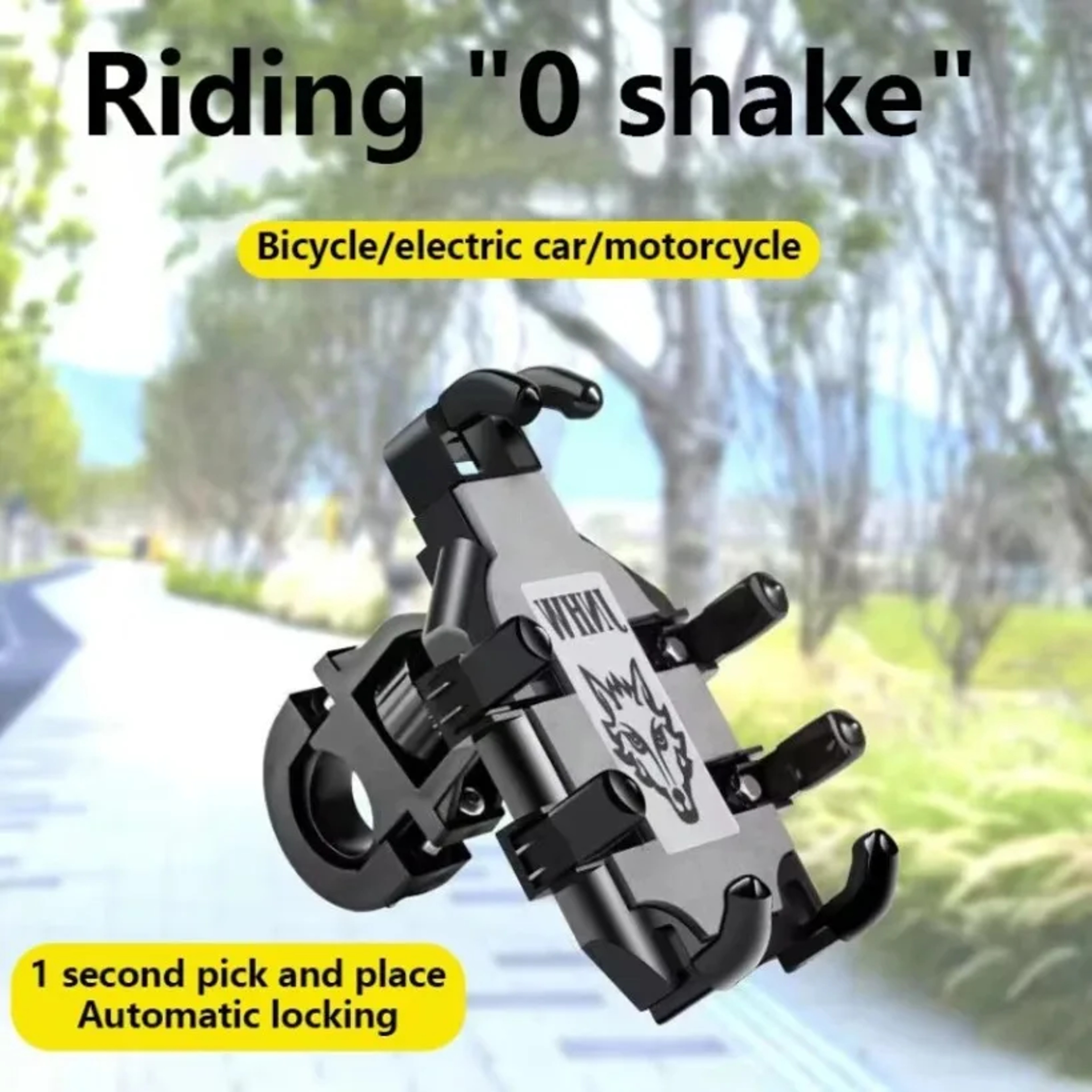Bike Phone Holder Anti-Shake Handlebar Mount for Bicycles & Motorcycles – view 3