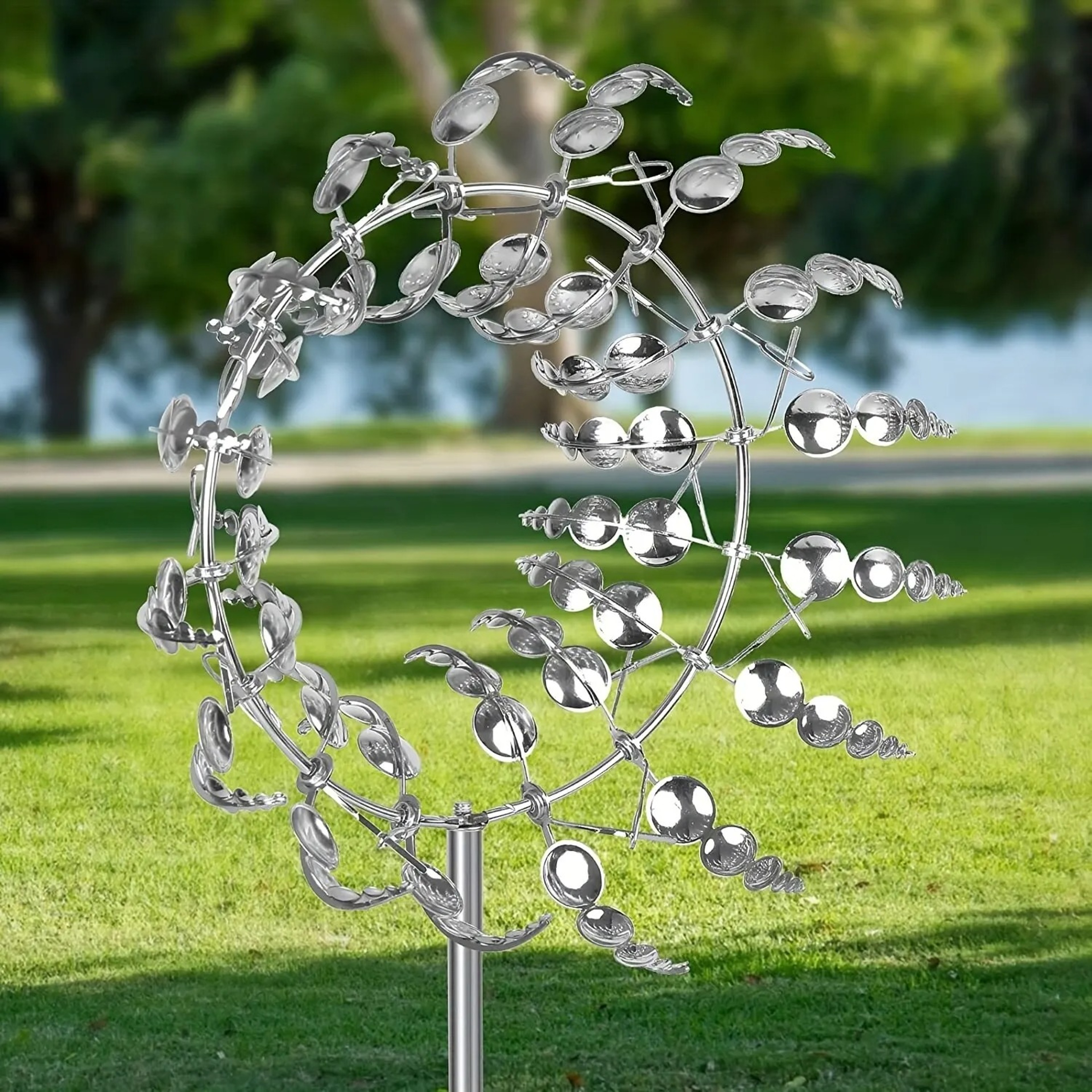 1pc Magical Kinetic Metal Windmill Spinner Unique Wind Powered Catchers Creative Patio Garden – view 1