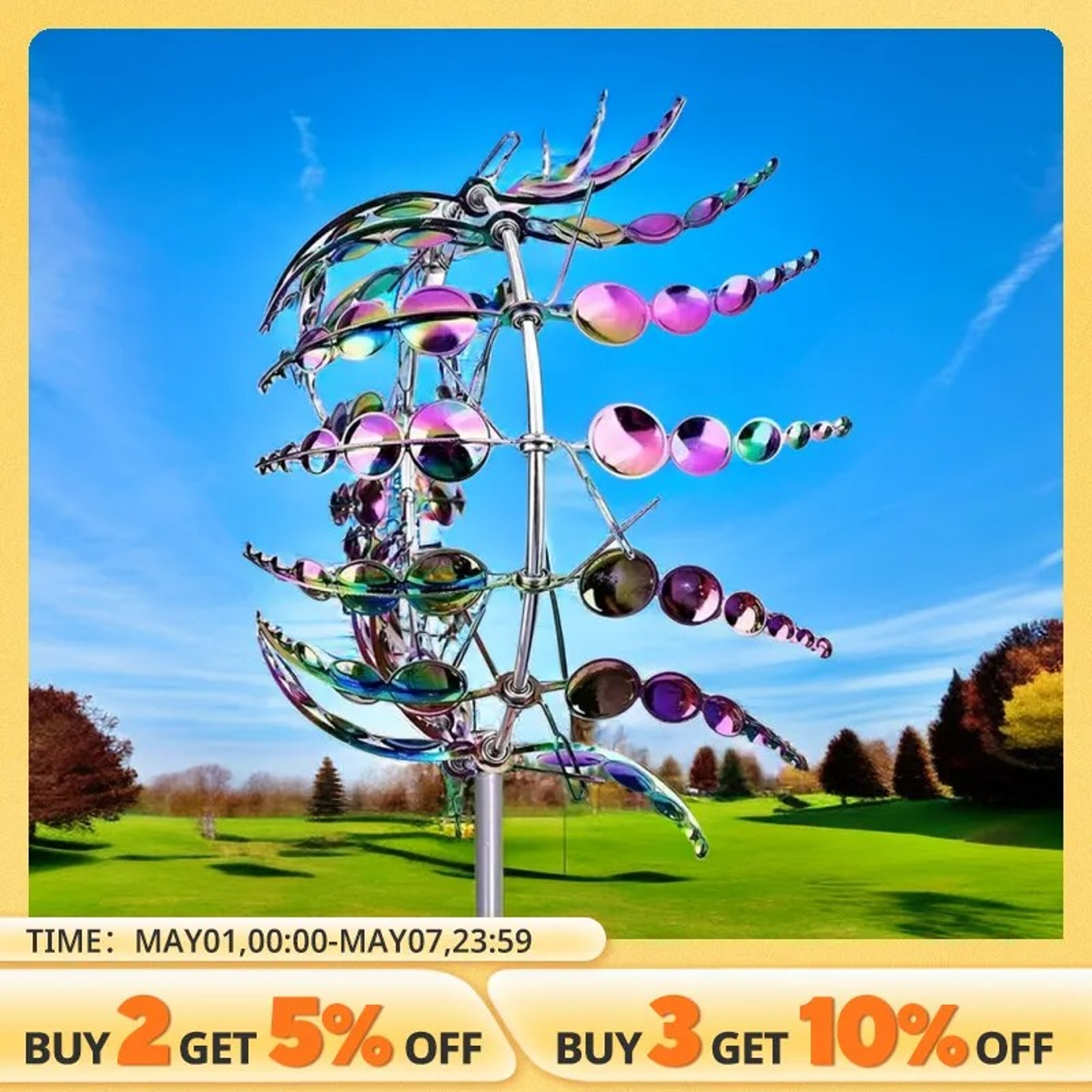 1pc Magical Kinetic Metal Windmill Spinner Unique Wind Powered Catchers Creative Patio Garden – view 2