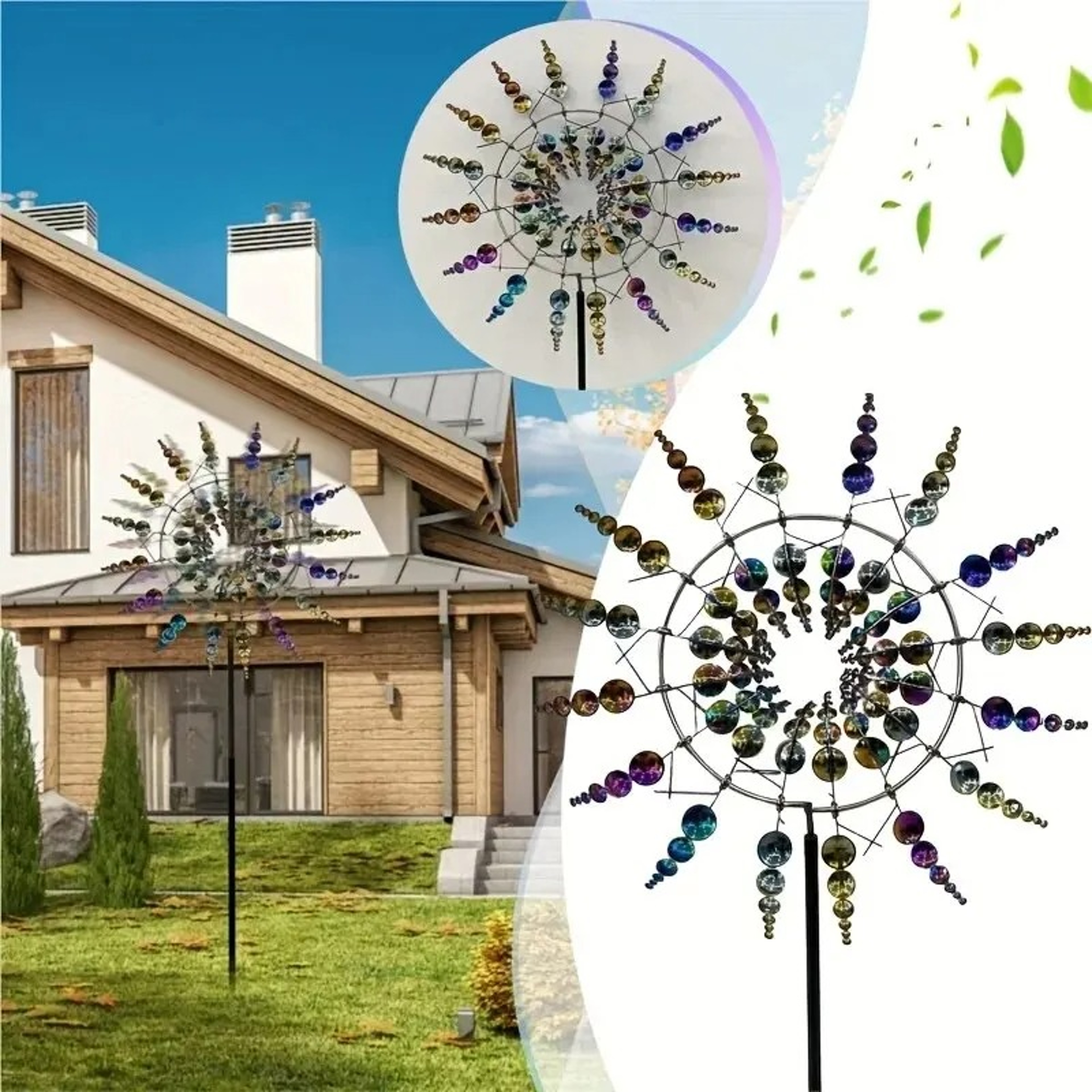 1pc Magical Kinetic Metal Windmill Spinner Unique Wind Powered Catchers Creative Patio Garden – view 3