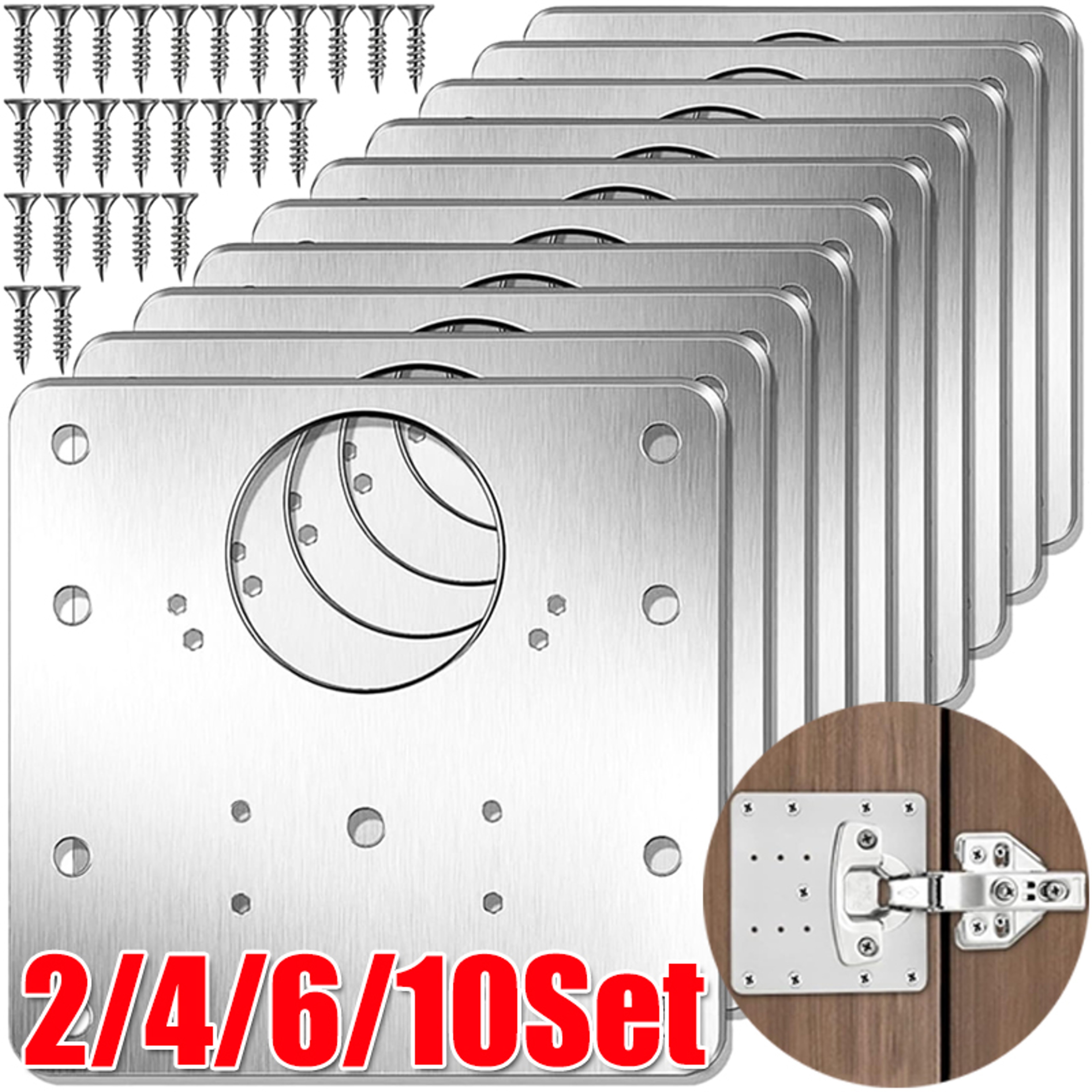 Cupboard Door Hinge Repair Plate Kit Heavy Duty Fixing Support Brackets 1