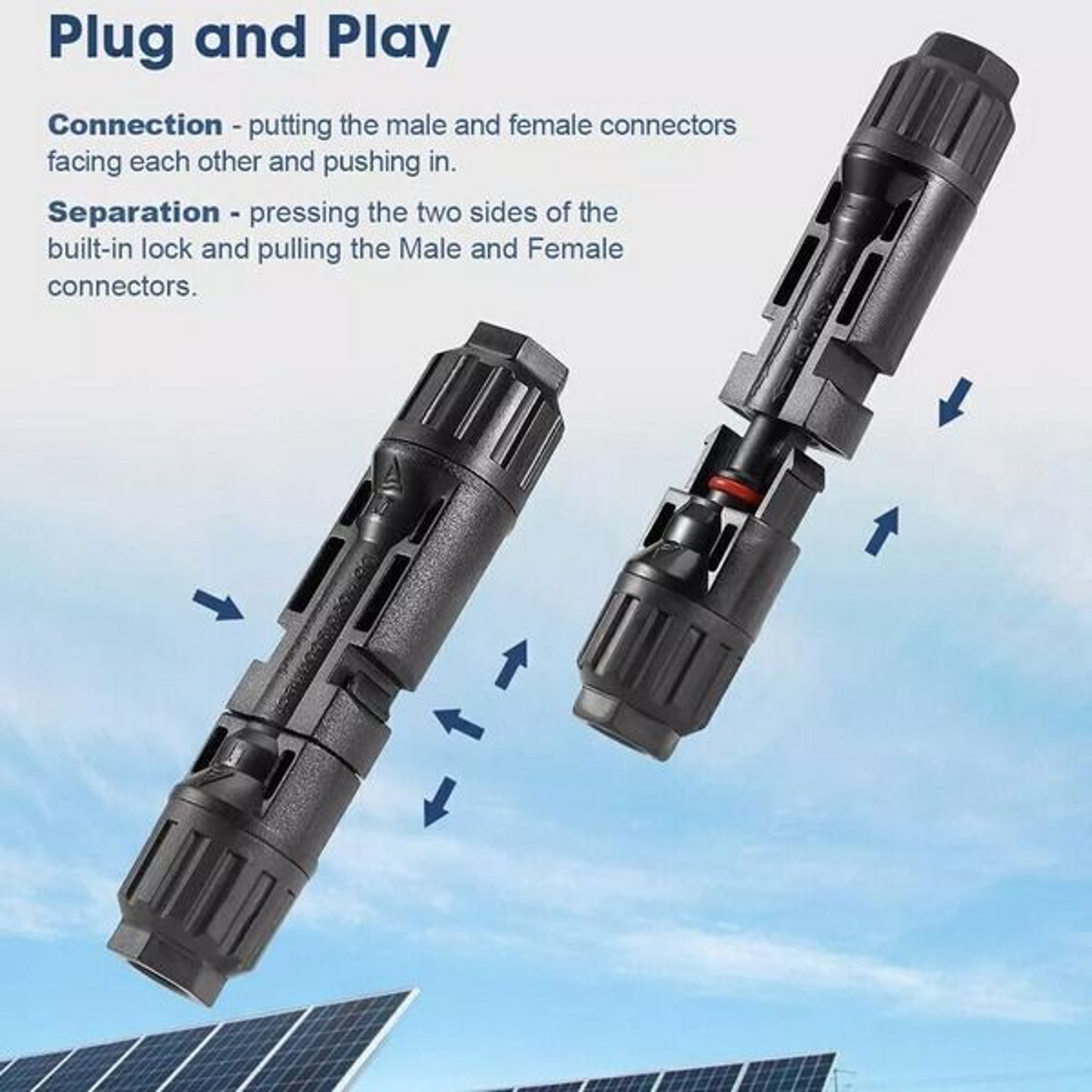 Male Female Solar Connectors For DIY Solar Panel Systems Durable Waterproof HighEfficiency 1