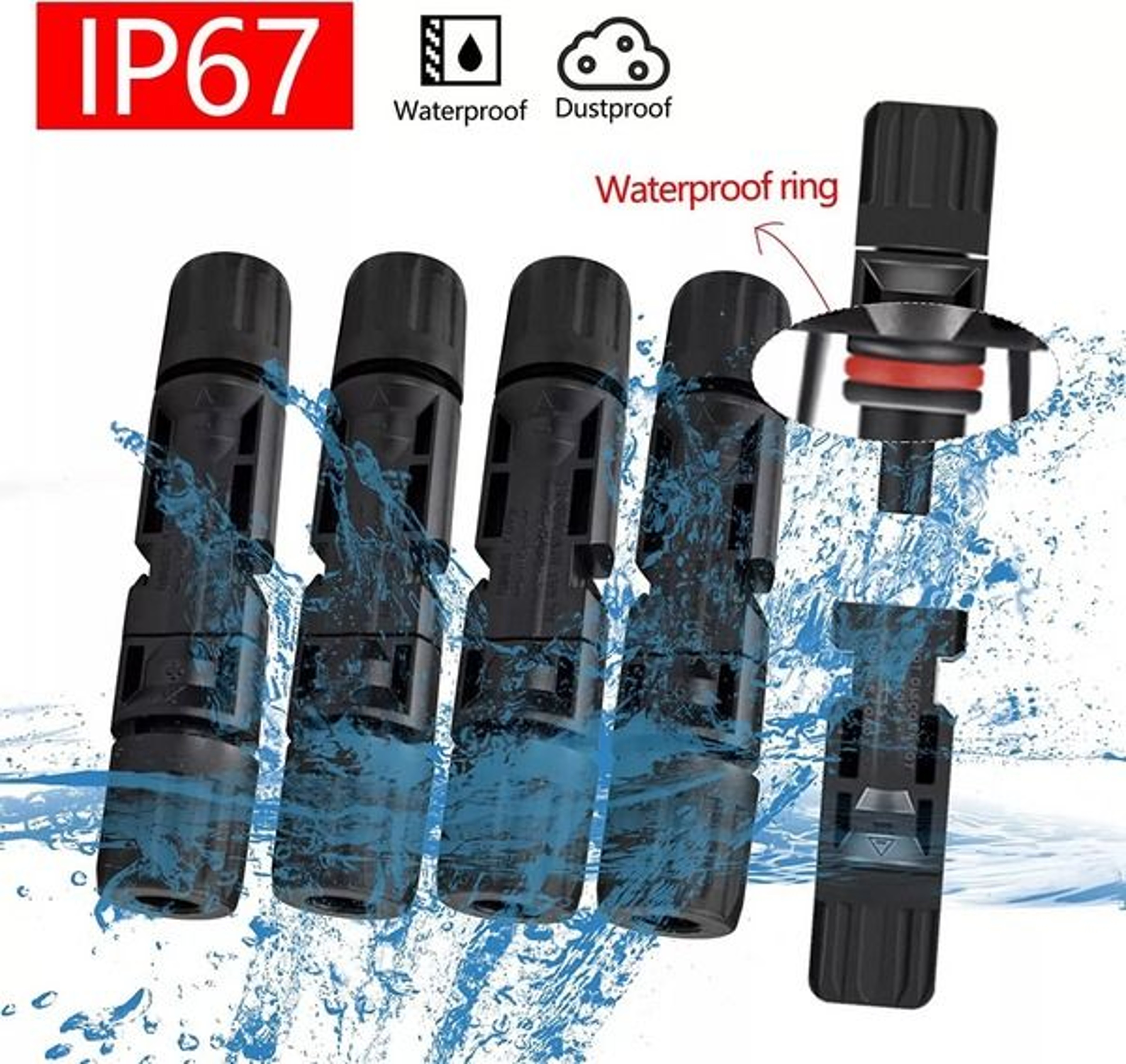 Male Female Solar Connectors For DIY Solar Panel Systems Durable Waterproof HighEfficiency 10