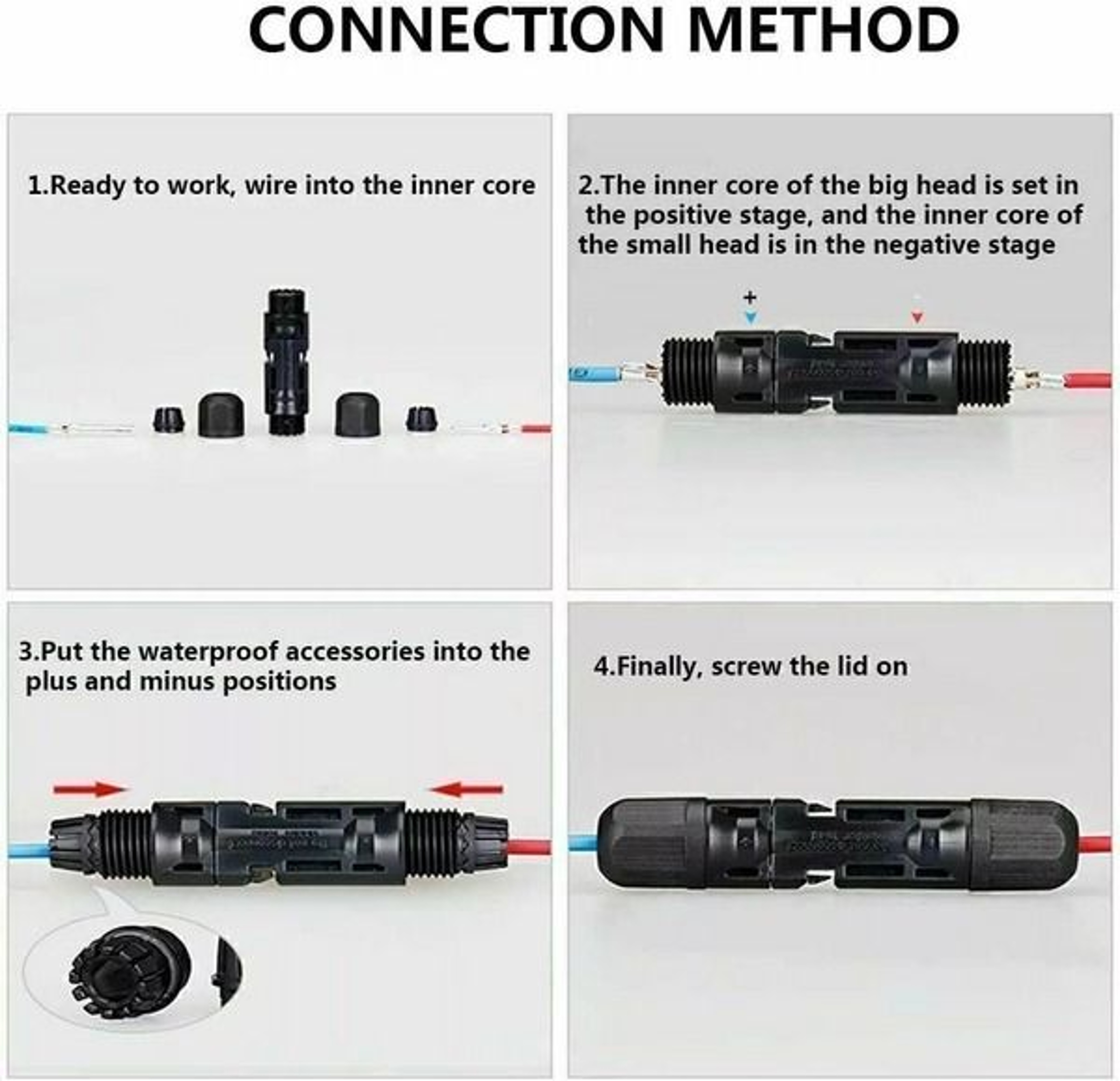 Male Female Solar Connectors For DIY Solar Panel Systems Durable Waterproof HighEfficiency 4