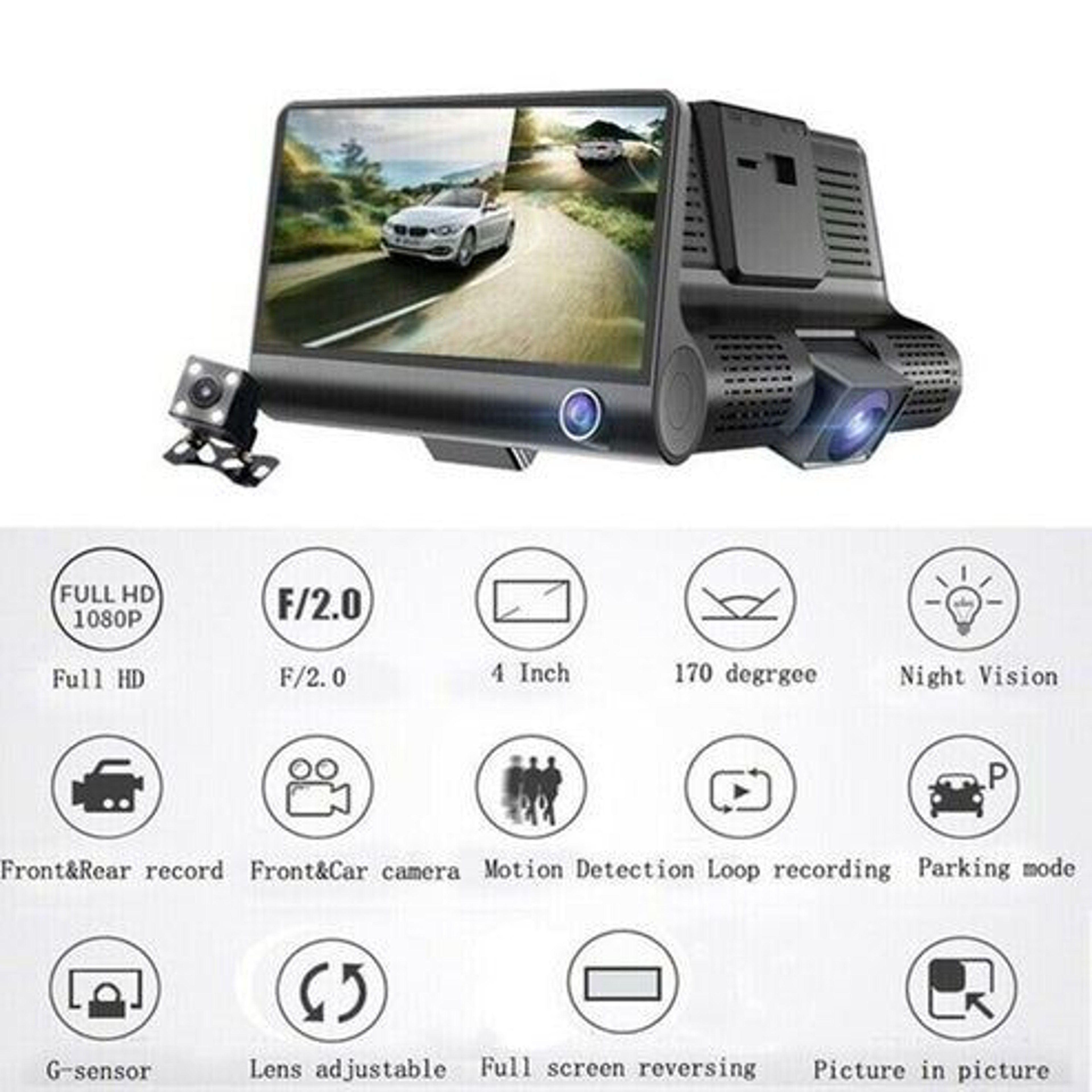 Dual Lens Car DVR Dash Cam Front And Interior Camera With GSensor Emergency Accident Lock Parking M 19