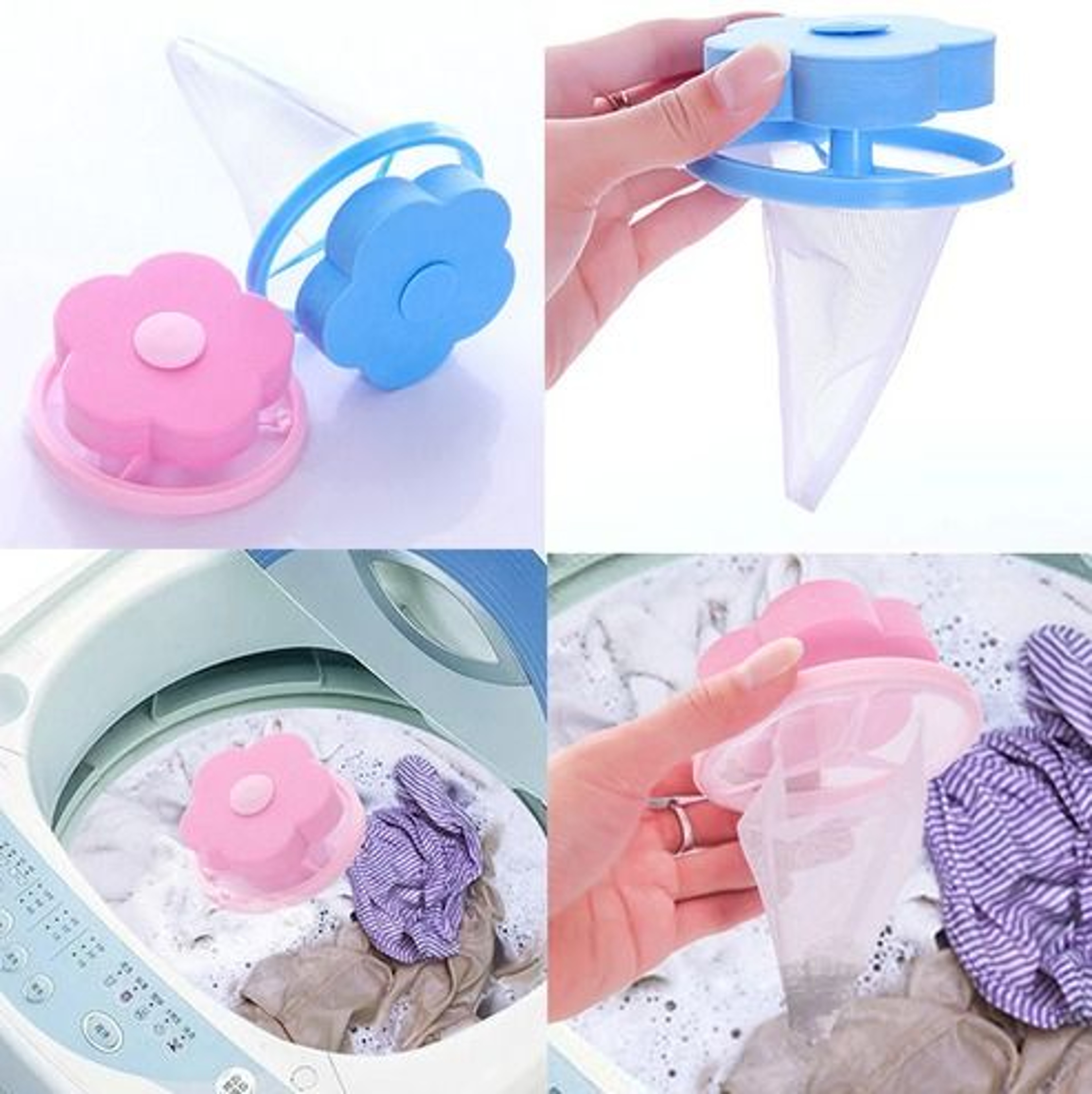Laundry Lint Pet Hair Remover Floating Pet Fur Catcher Reusable Filter For Washing Machine To Catch 1