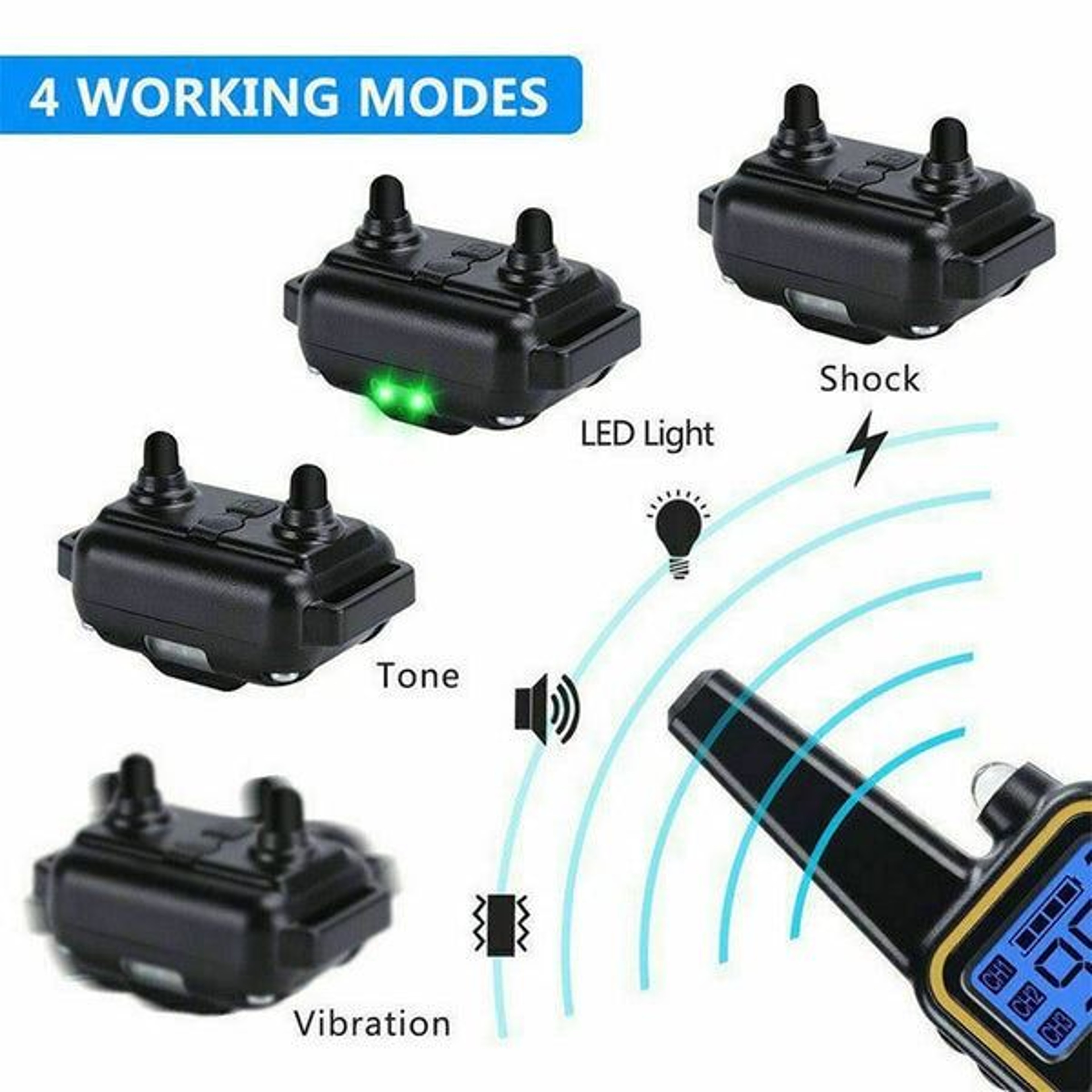 Waterproof Dog Training Collar Rechargeable Remote Shock Trainer Yards Adjustable For MediumLarge D 3