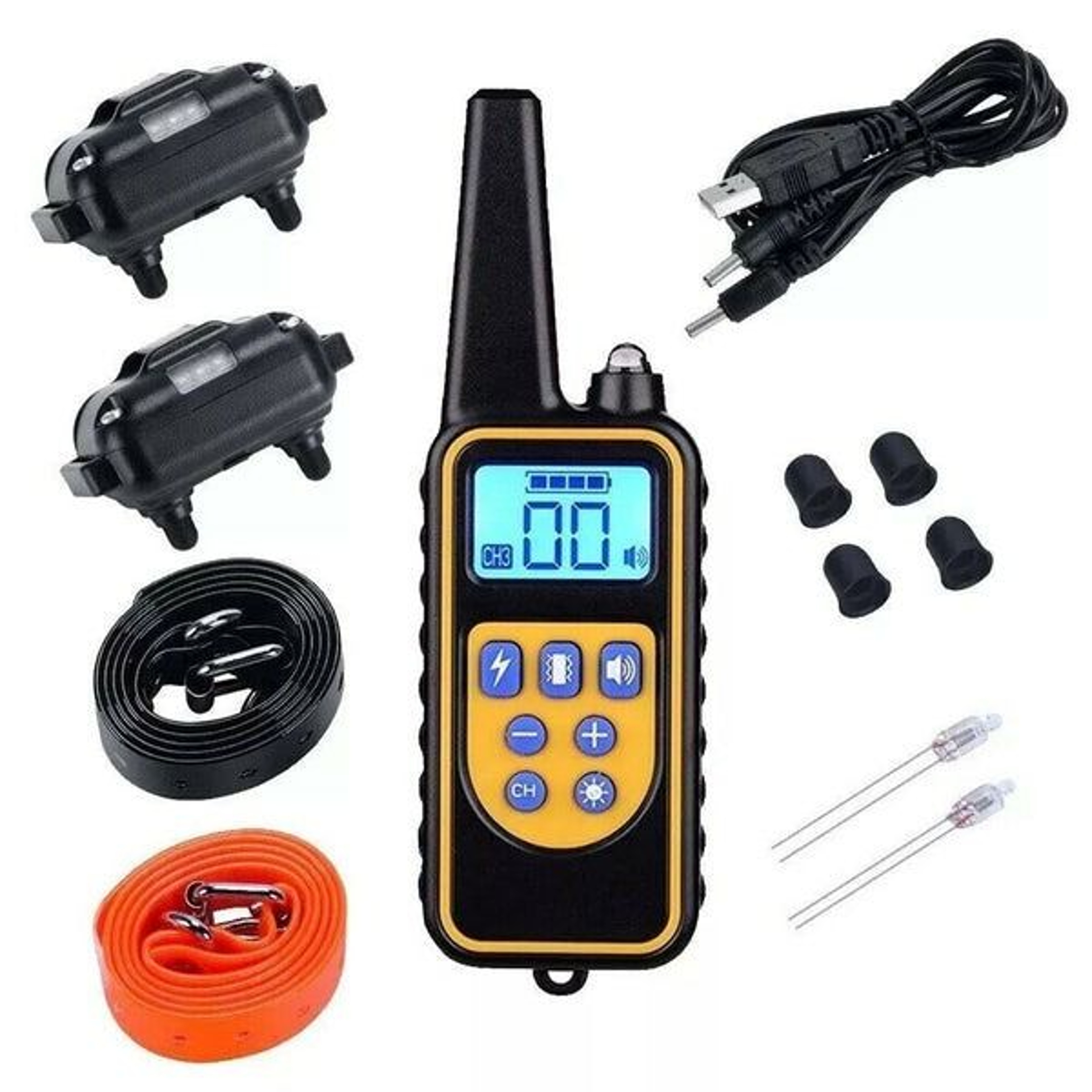 Waterproof Dog Training Collar Rechargeable Remote Shock Trainer Yards Adjustable For MediumLarge D 9