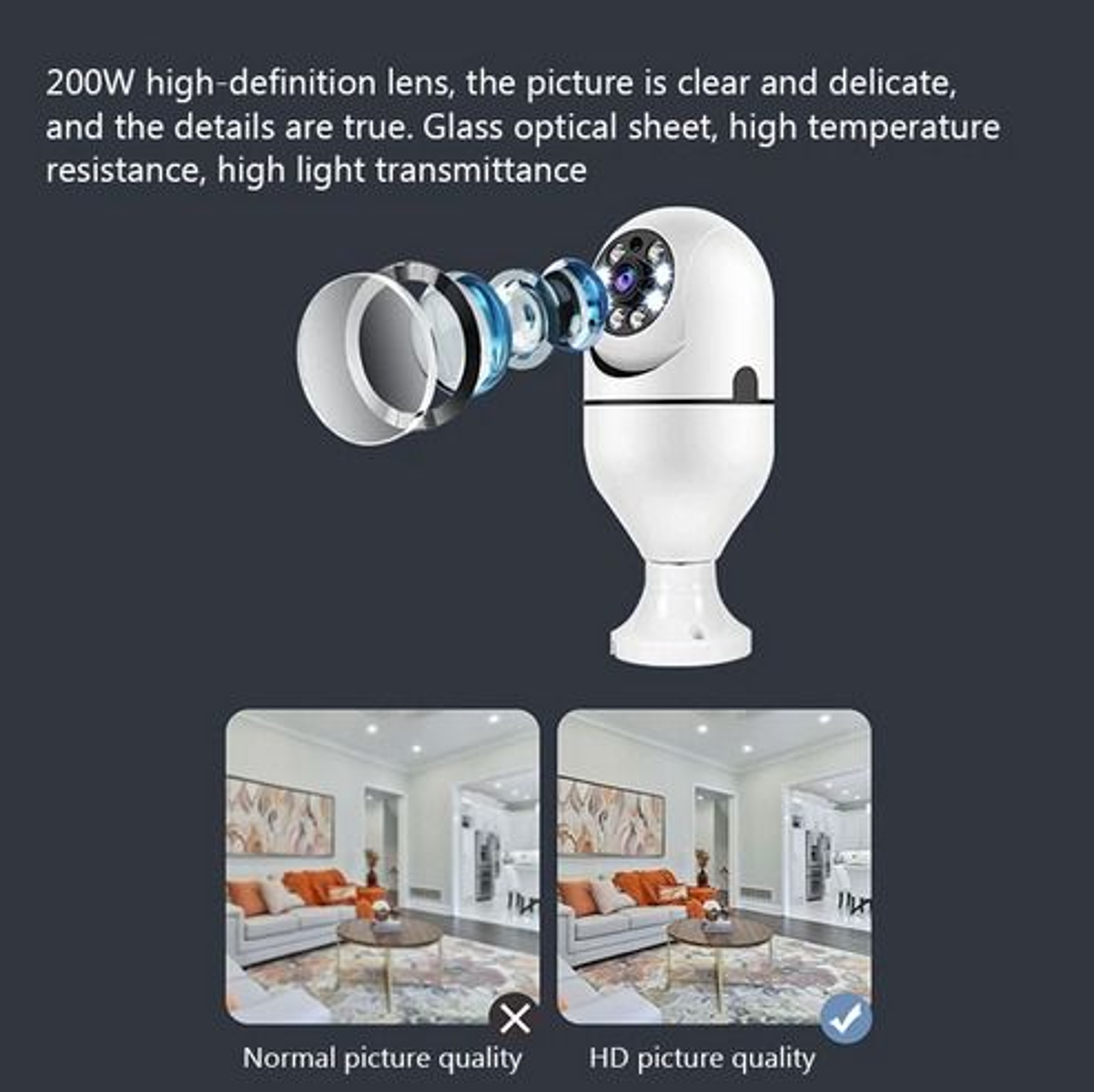 IP WiFi Light Bulb Camera IR Night Vision Smart Home Wireless Security 1