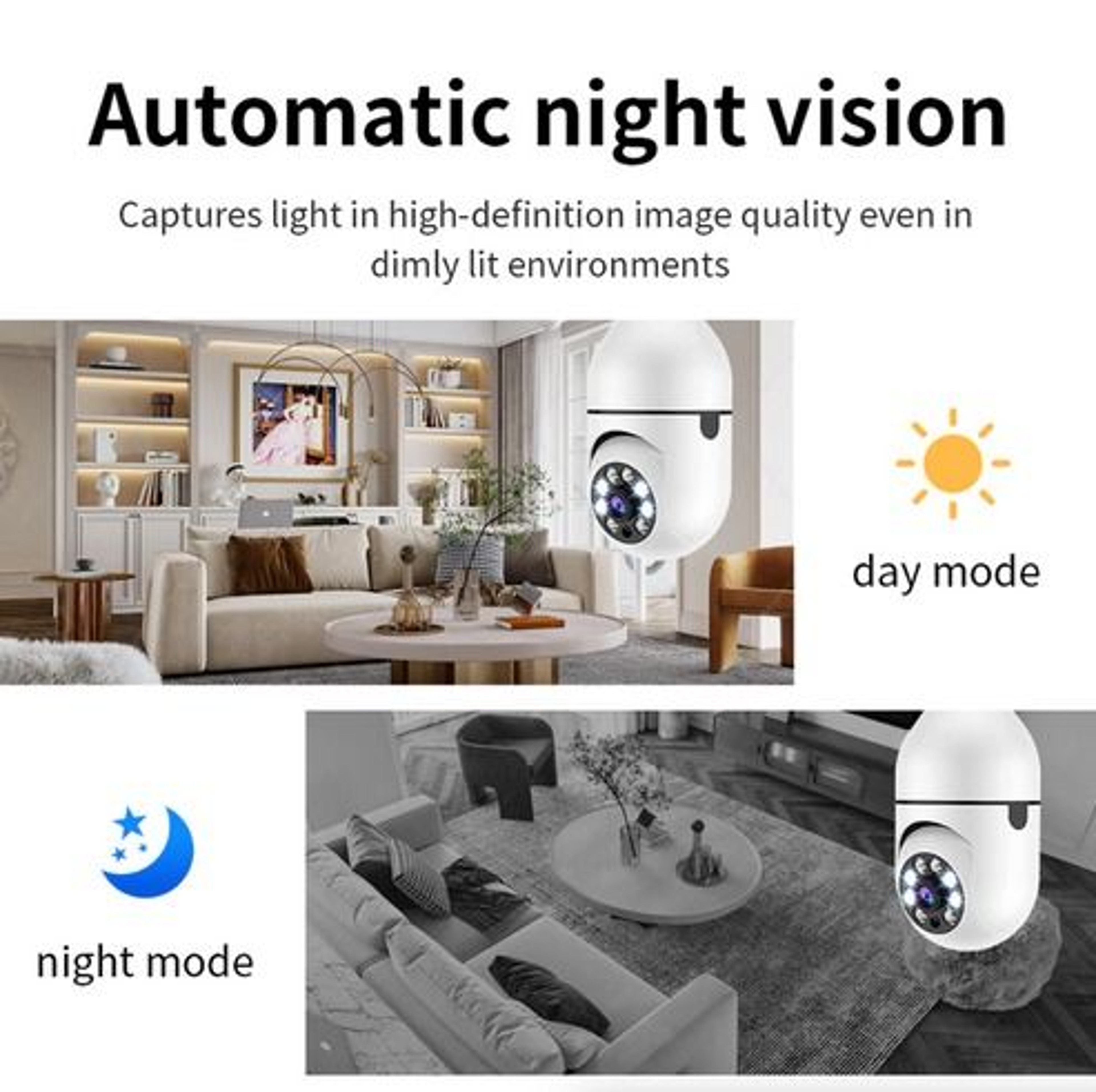 IP WiFi Light Bulb Camera IR Night Vision Smart Home Wireless Security 5