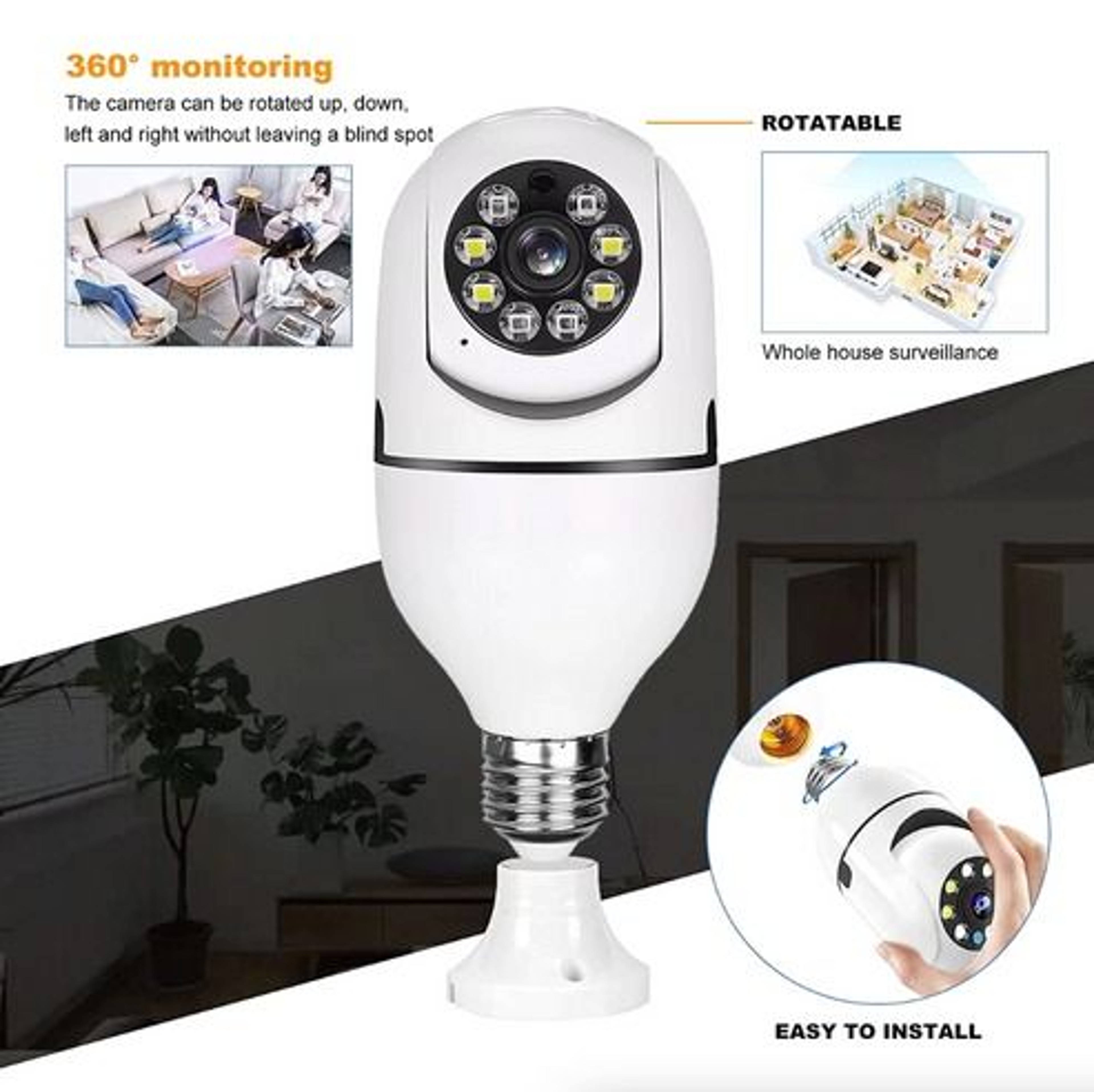 IP WiFi Light Bulb Camera IR Night Vision Smart Home Wireless Security 6