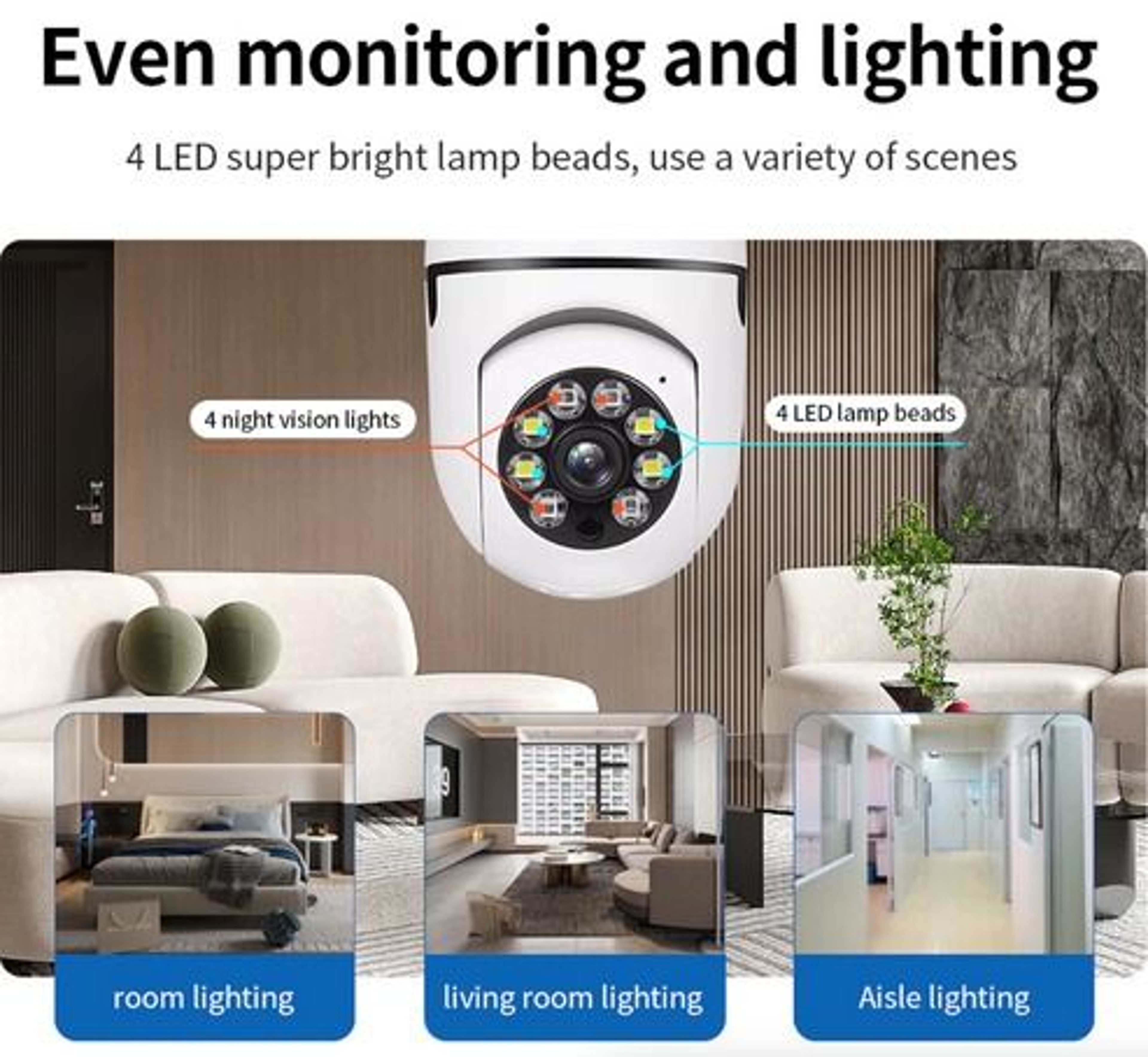 IP WiFi Light Bulb Camera IR Night Vision Smart Home Wireless Security 8