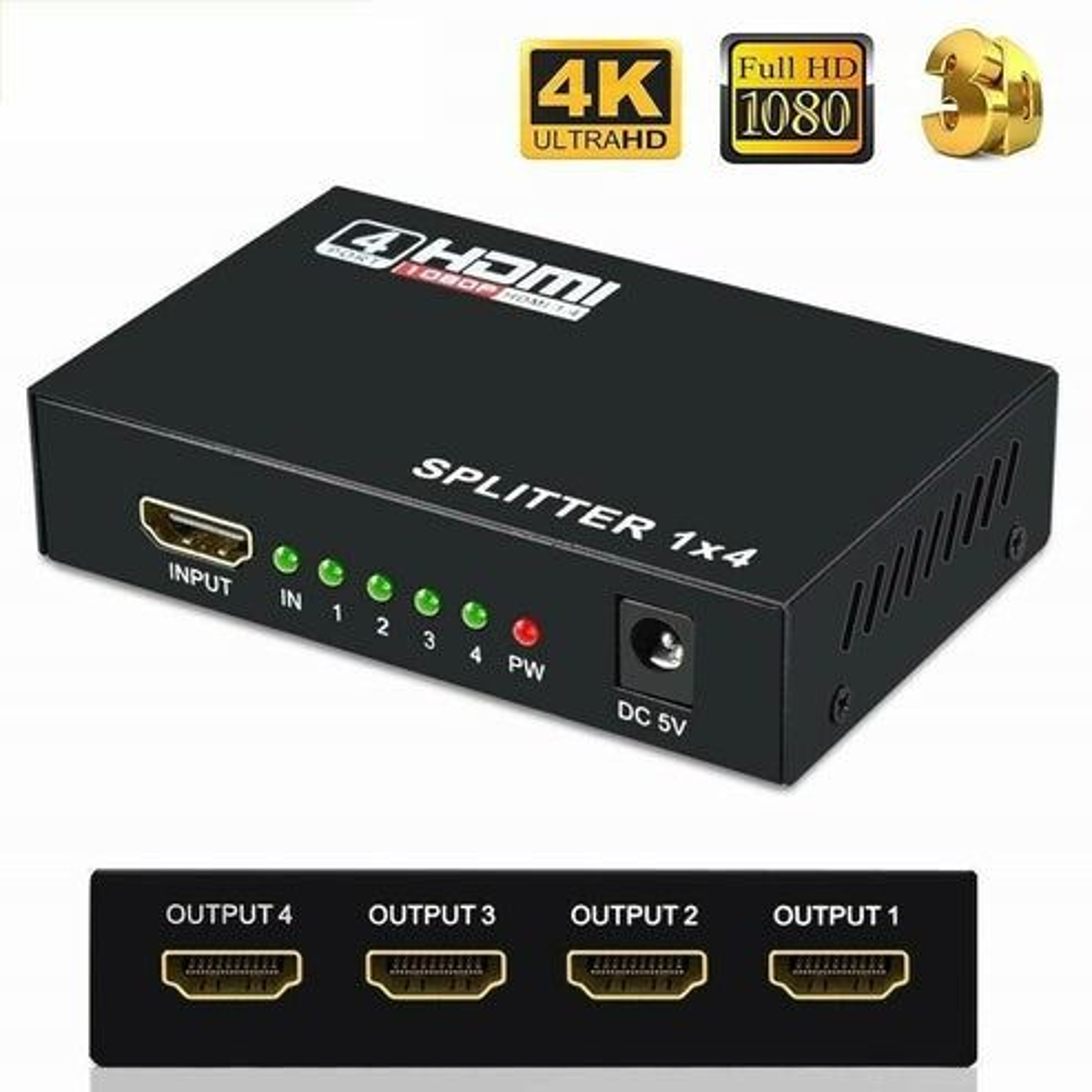 HDMI Splitter Hub Multi Amplifier For HDTV  Distributes Signals For Projectors TVs Monitors 4