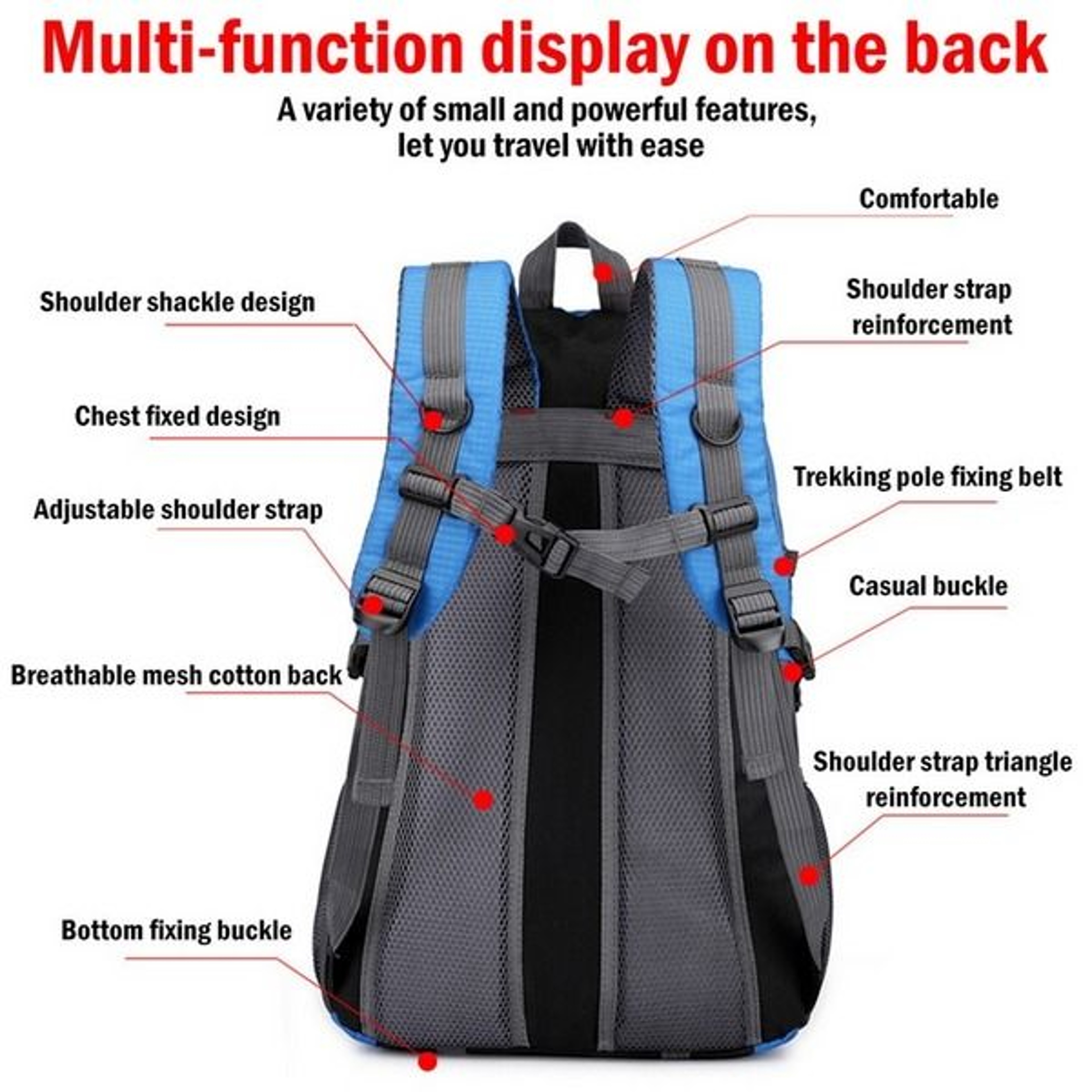 Durable Travel Backpack For Men Women Rucksack For Hiking Camping Laptop School And Book Bag 3