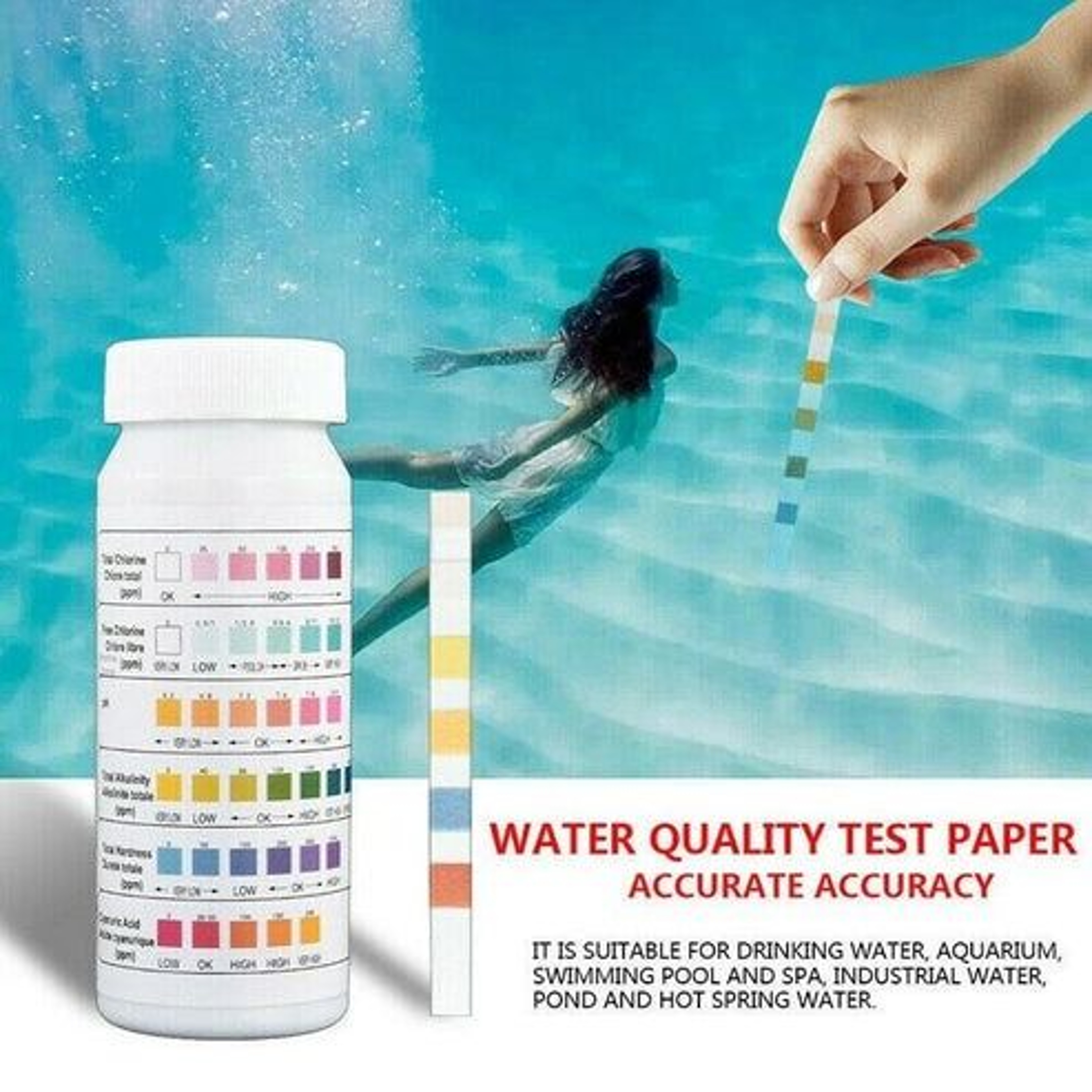 Chlorine Test Strips Swimming Pool Spa Hot Tub PH Tester Paper Bottle Quick Easy Results For Water  11