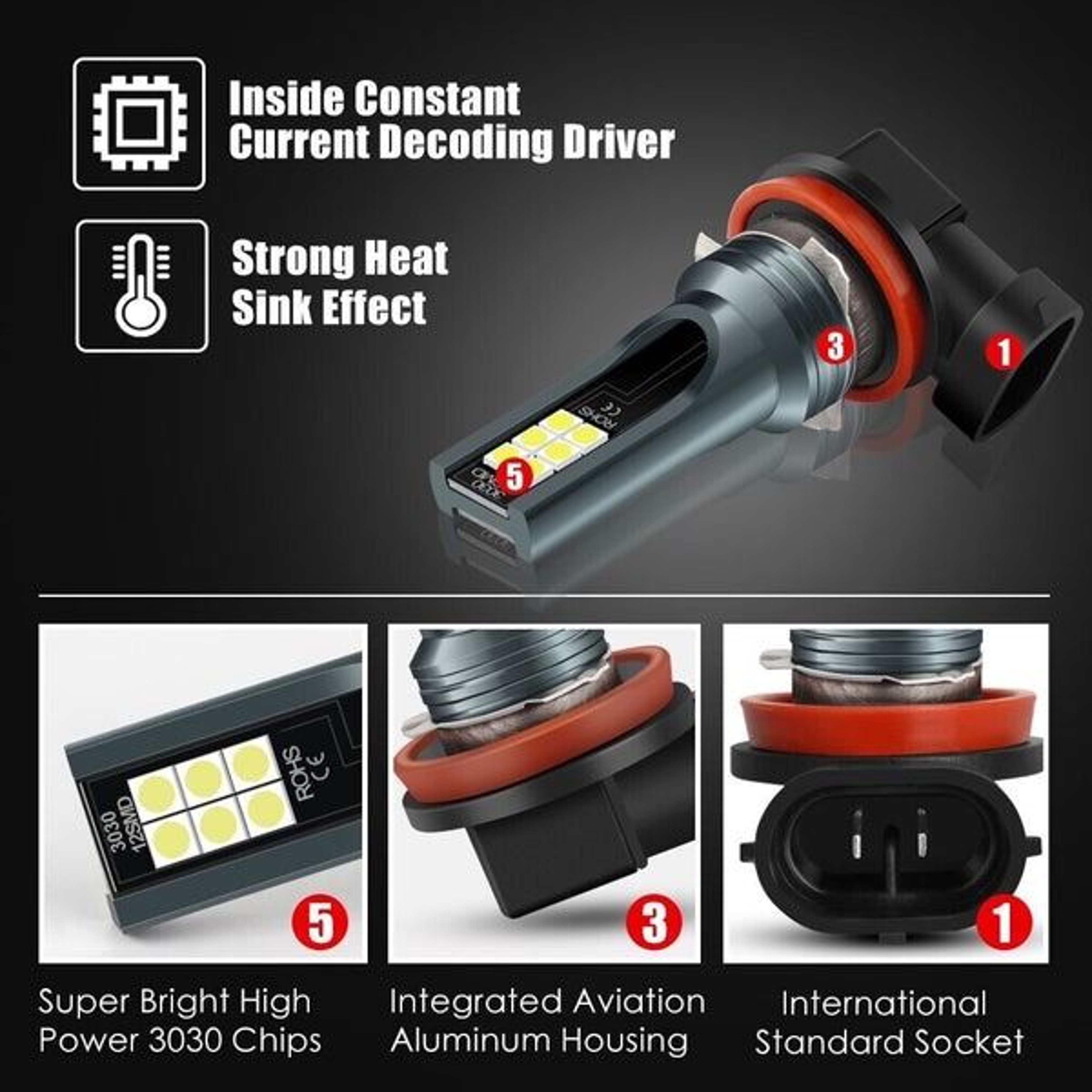 Combo Bulbs LED Headlights Kit High  Low Beam Super White Bright Light Upgrade 1