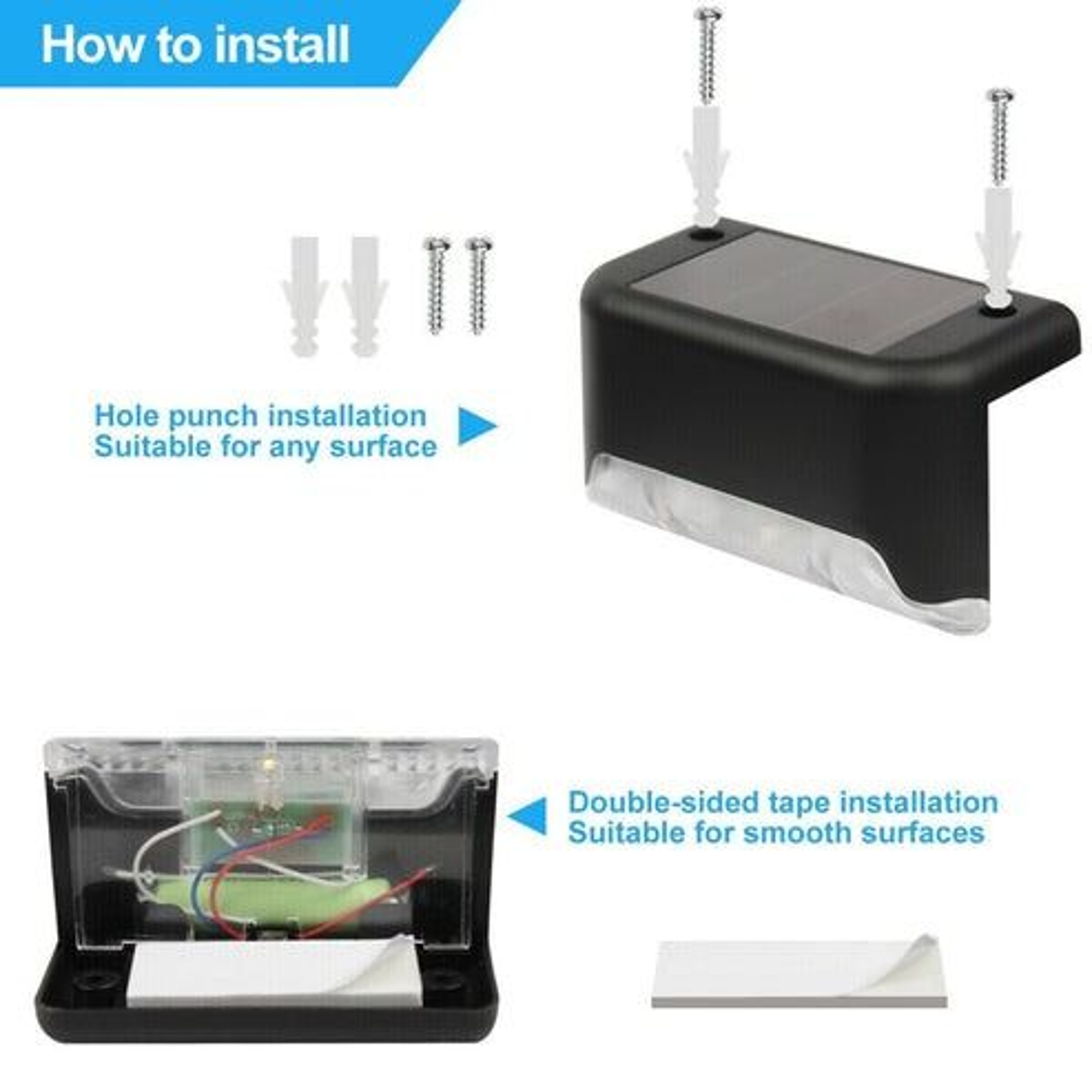 Outdoor LED Deck Lights Solar Waterproof Step Lamps For Stairs And Fence Warm White LED Easy Instal 8