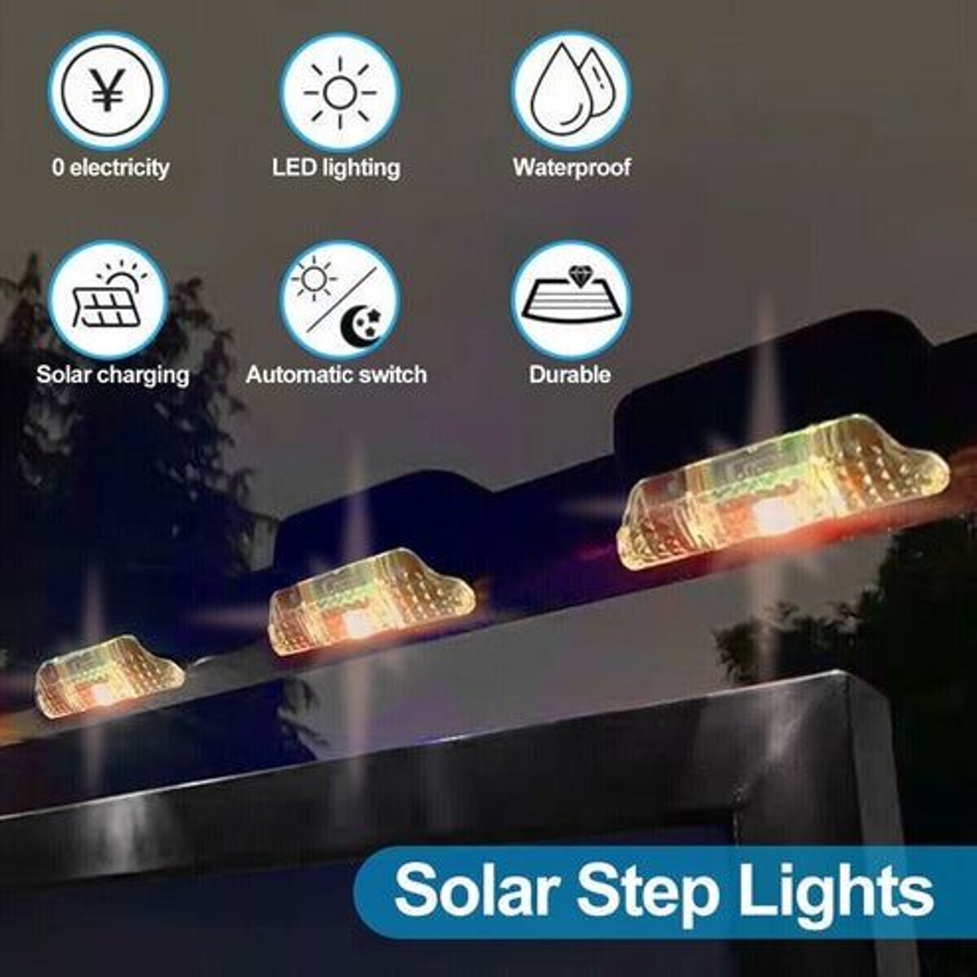 Outdoor LED Deck Lights Solar Waterproof Step Lamps For Stairs And Fence Warm White LED Easy Instal 9
