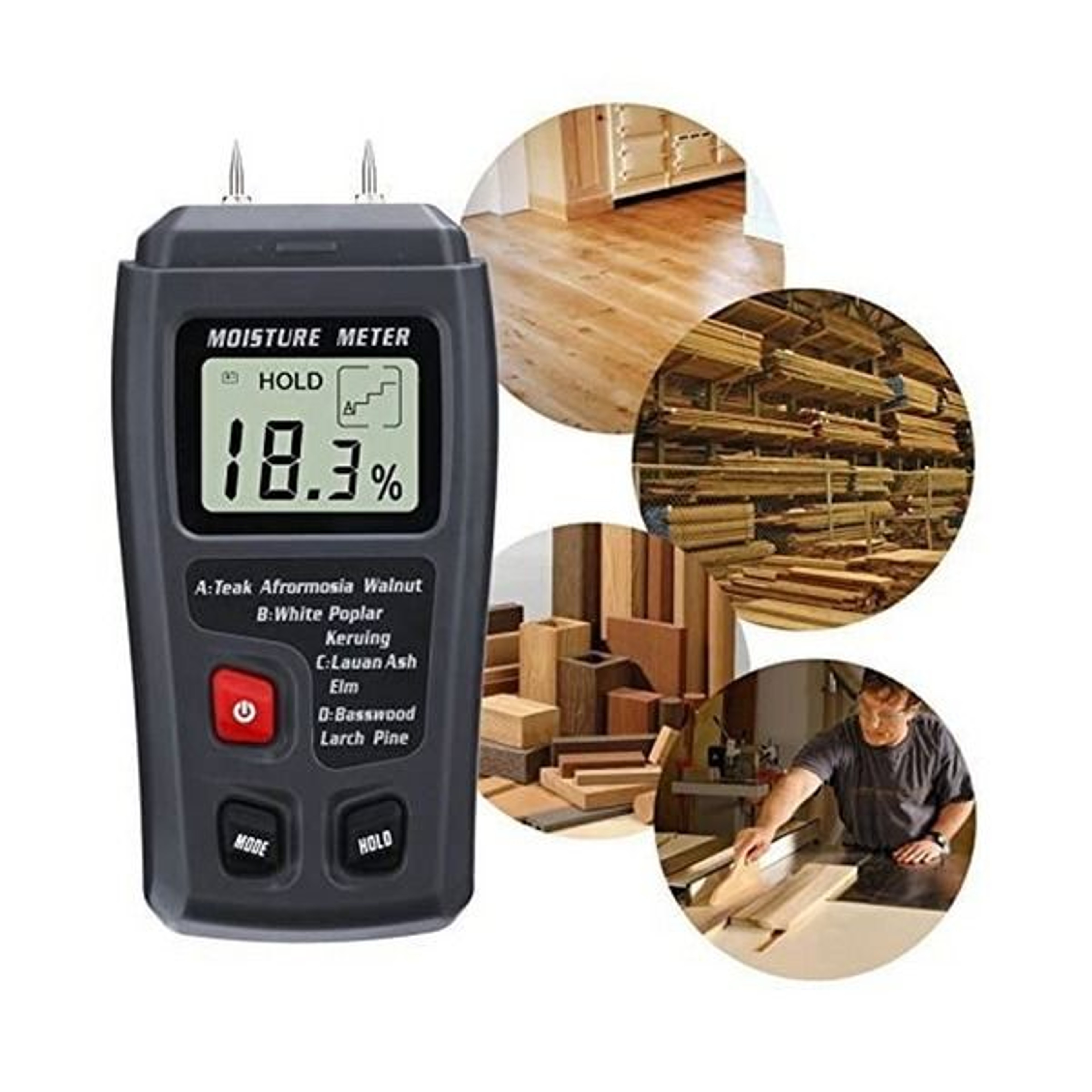 Wood Moisture Meter Detector  Digital LCD Tester For Firewood Wood Paper Cardboard Accurate Moistur 3