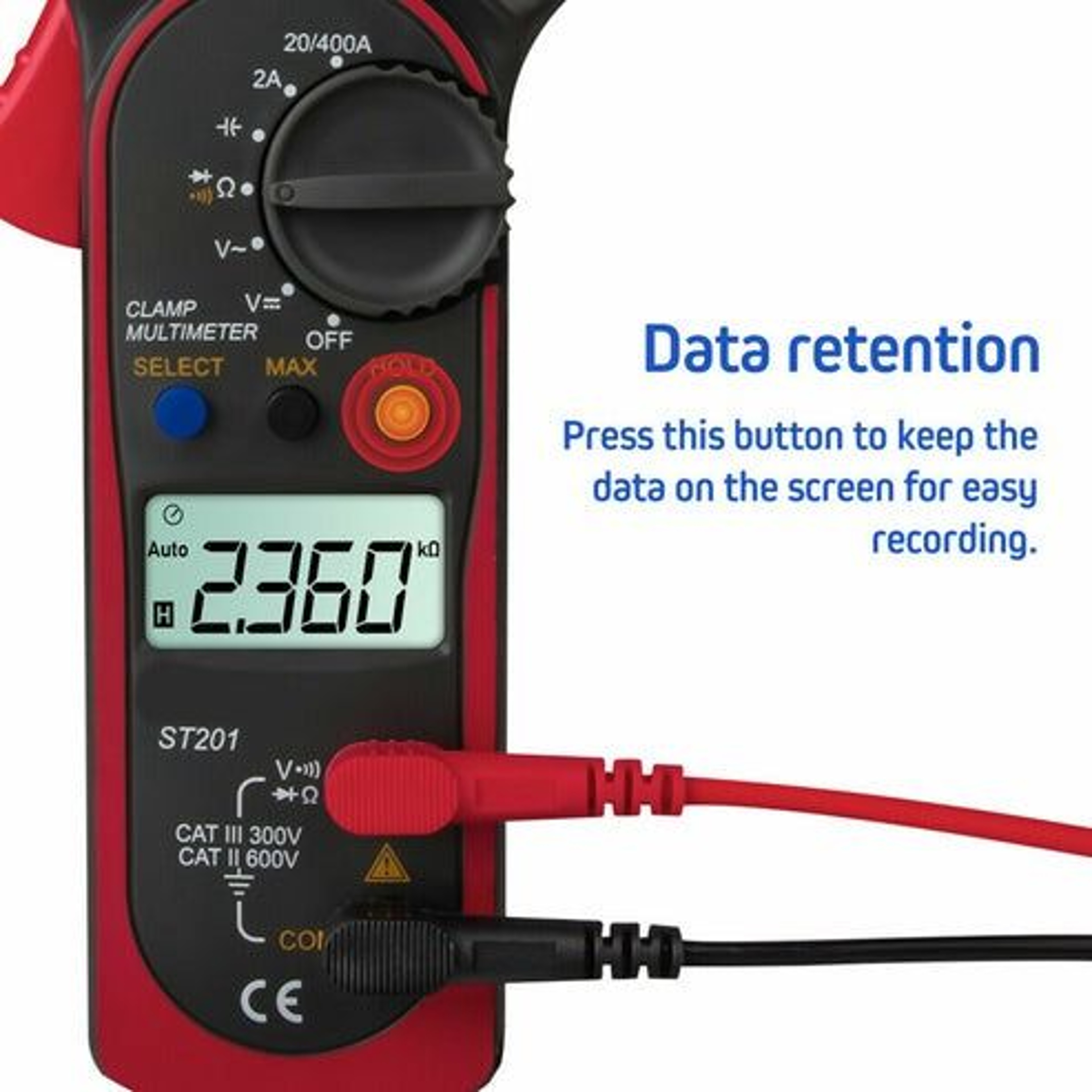 Digital Clamp Meter AC DC Voltage Tester Volt Ohm Amp Auto Range LCD Display 4
